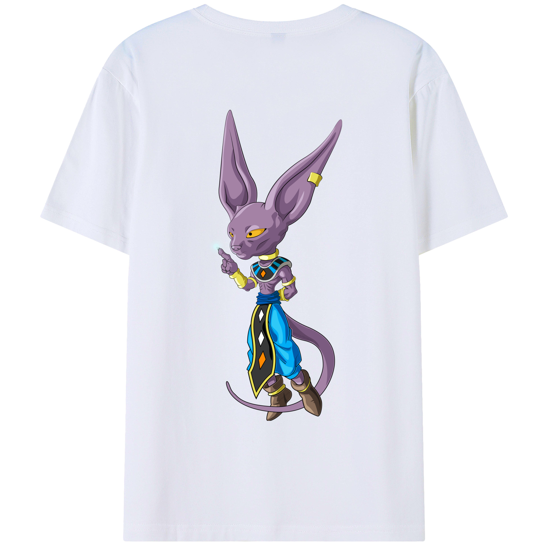 （画像用） ドラゴンボール ビルス 破壊神ビルス DRAGON BALL Beerus Birusu 綿100％ メンズ半袖Tシャツ（バックプリント） 通気性