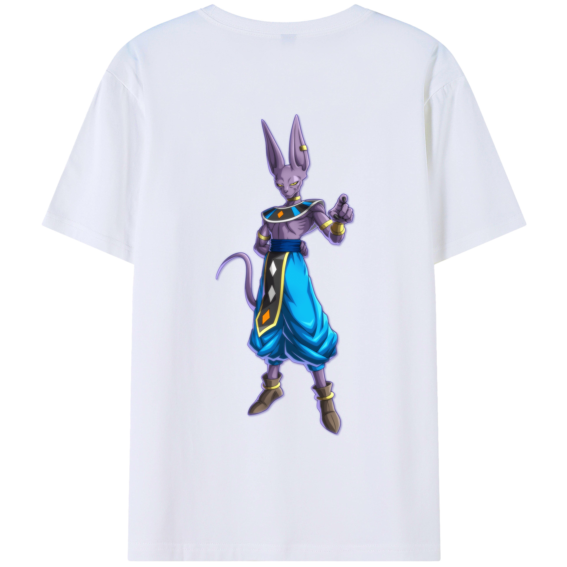 （画像用） ドラゴンボール ビルス 破壊神ビルス DRAGON BALL Beerus Birusu 綿100％ メンズ半袖Tシャツ（バックプリント） 通気性