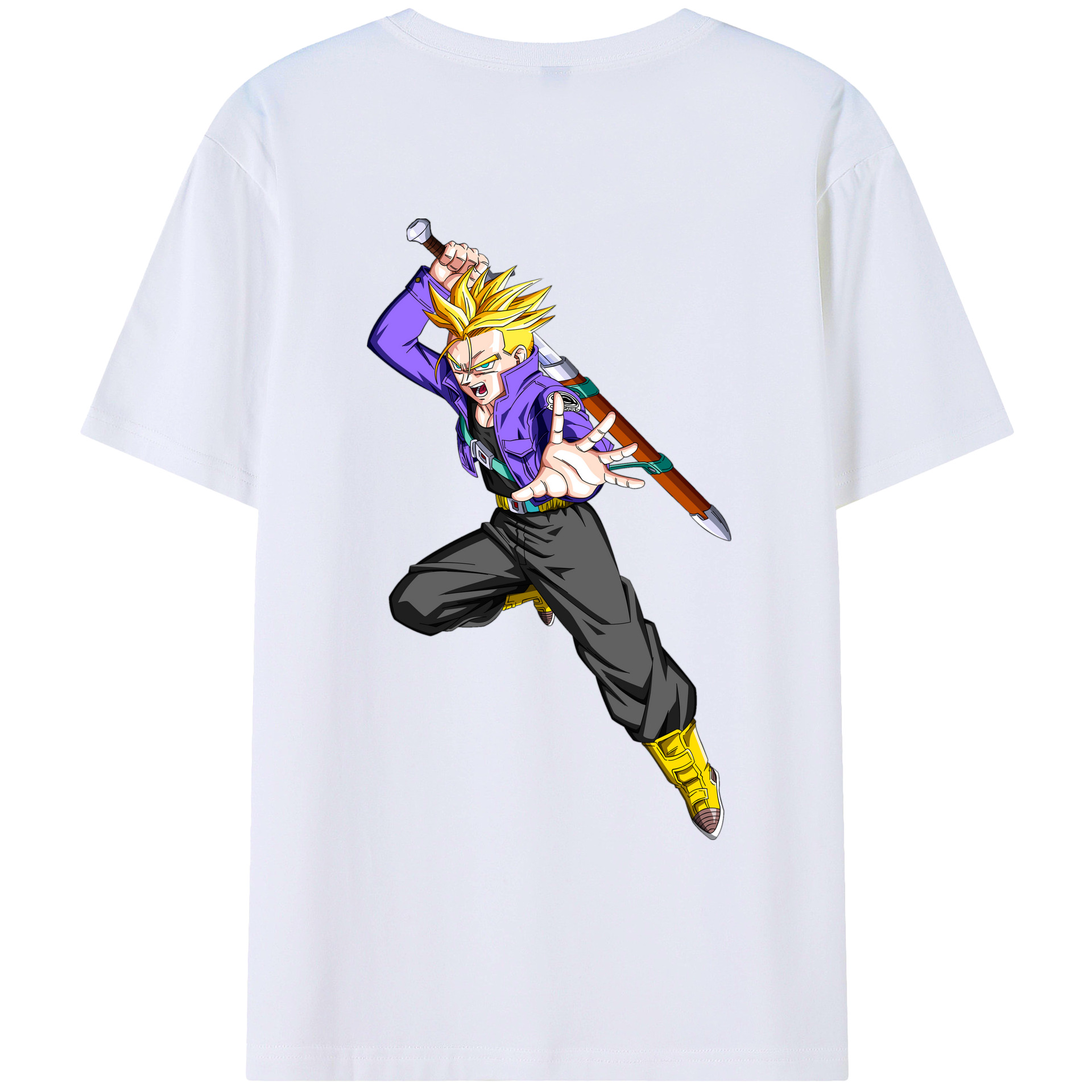 （画像用） ドラゴンボール トランクス（Torankusu）DRAGON BALL Trunks 綿100％ メンズ半袖Tシャツ（バックプリント） 通気性