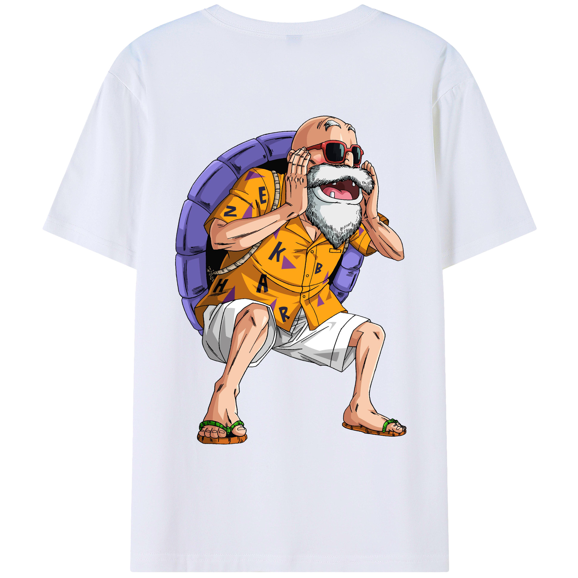 （画像用） ドラゴンボール 亀仙人（かめせんにん） DRAGON BALL Master Roshi Kame Sennin 綿100％ メンズ半袖Tシャツ（バックプリント） 通気性