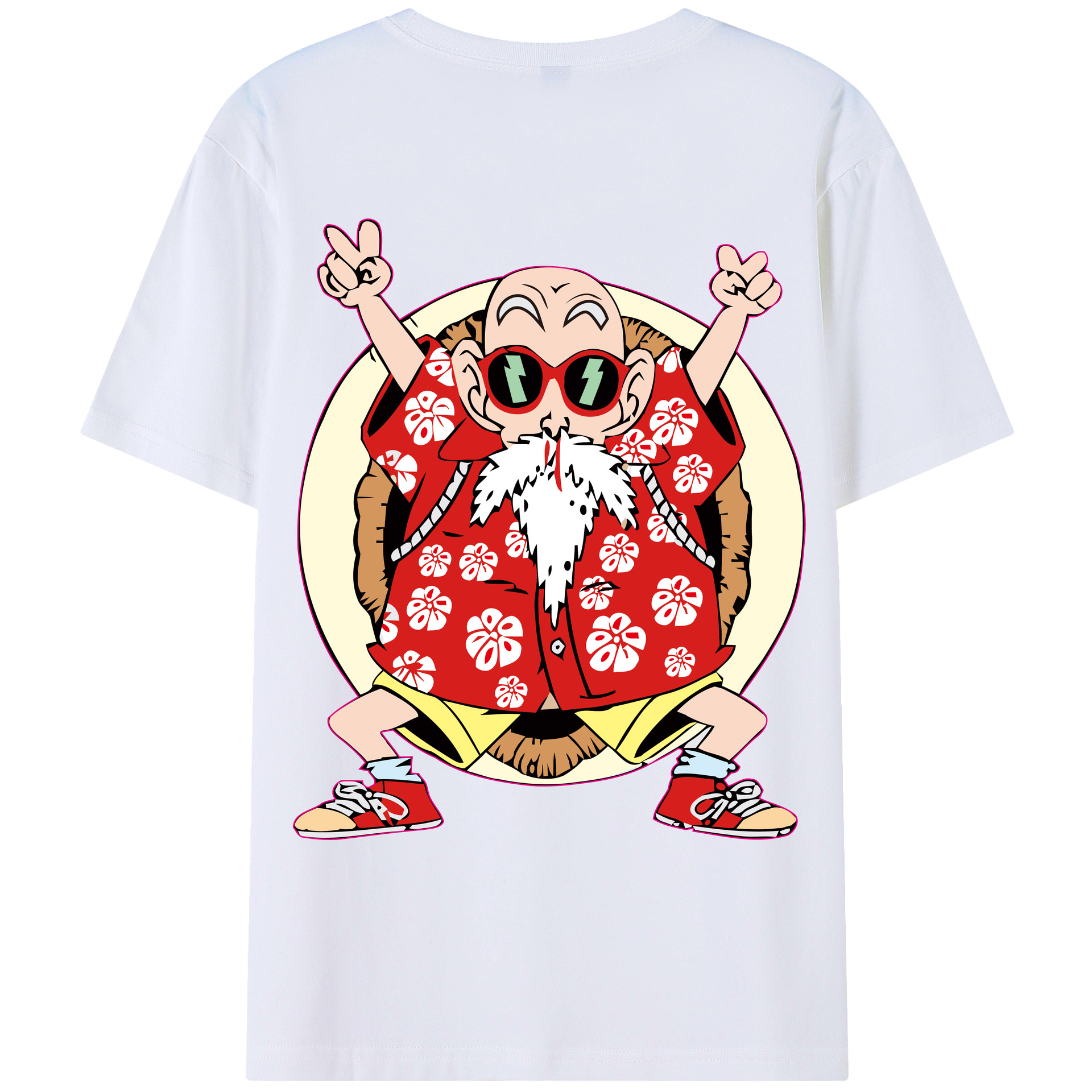 （画像用） ドラゴンボール 亀仙人（かめせんにん） DRAGON BALL Master Roshi Kame Sennin 綿100％ メンズ半袖Tシャツ（バックプリント） 通気性