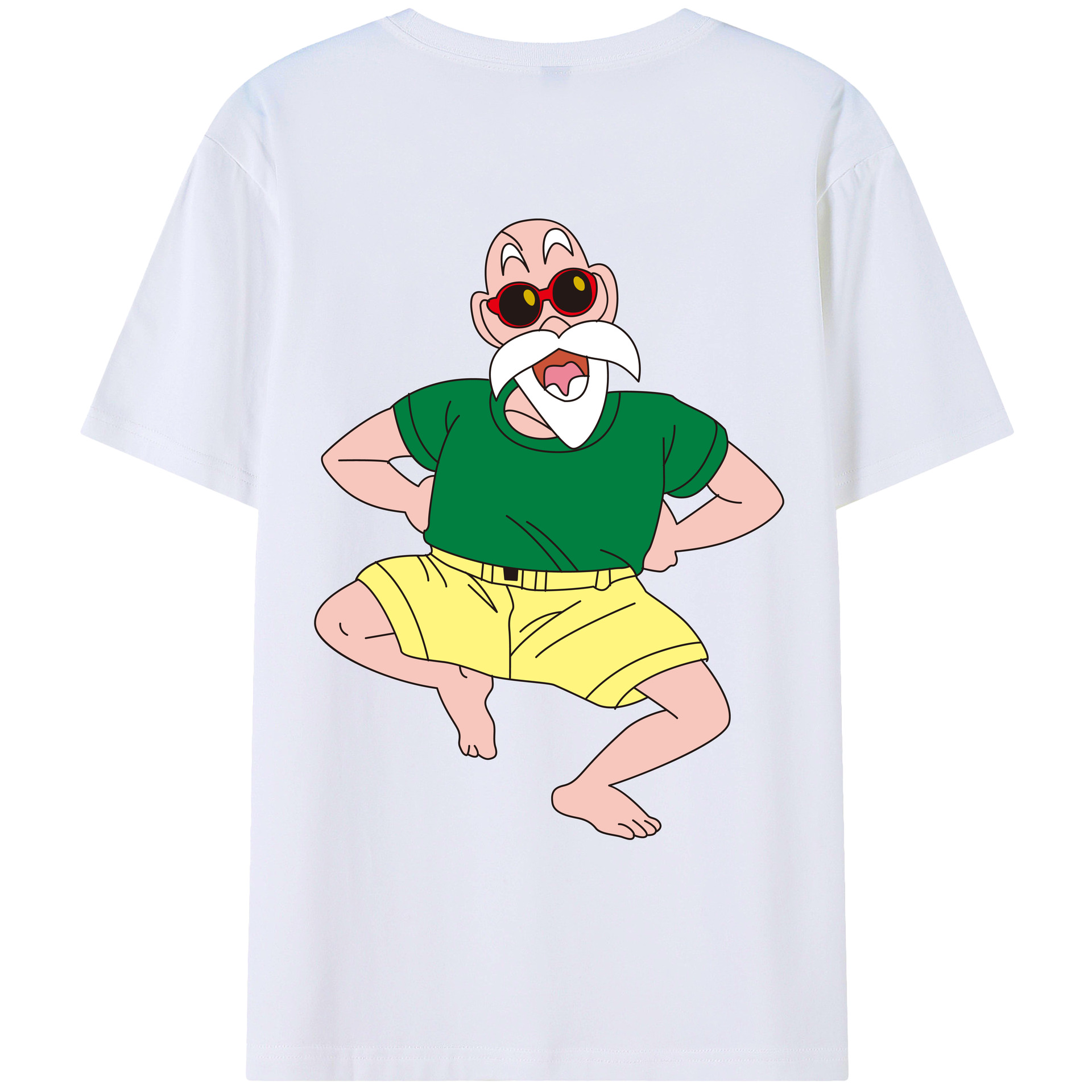 （画像用） ドラゴンボール 亀仙人（かめせんにん） DRAGON BALL Master Roshi Kame Sennin 綿100％ メンズ半袖Tシャツ（バックプリント） 通気性