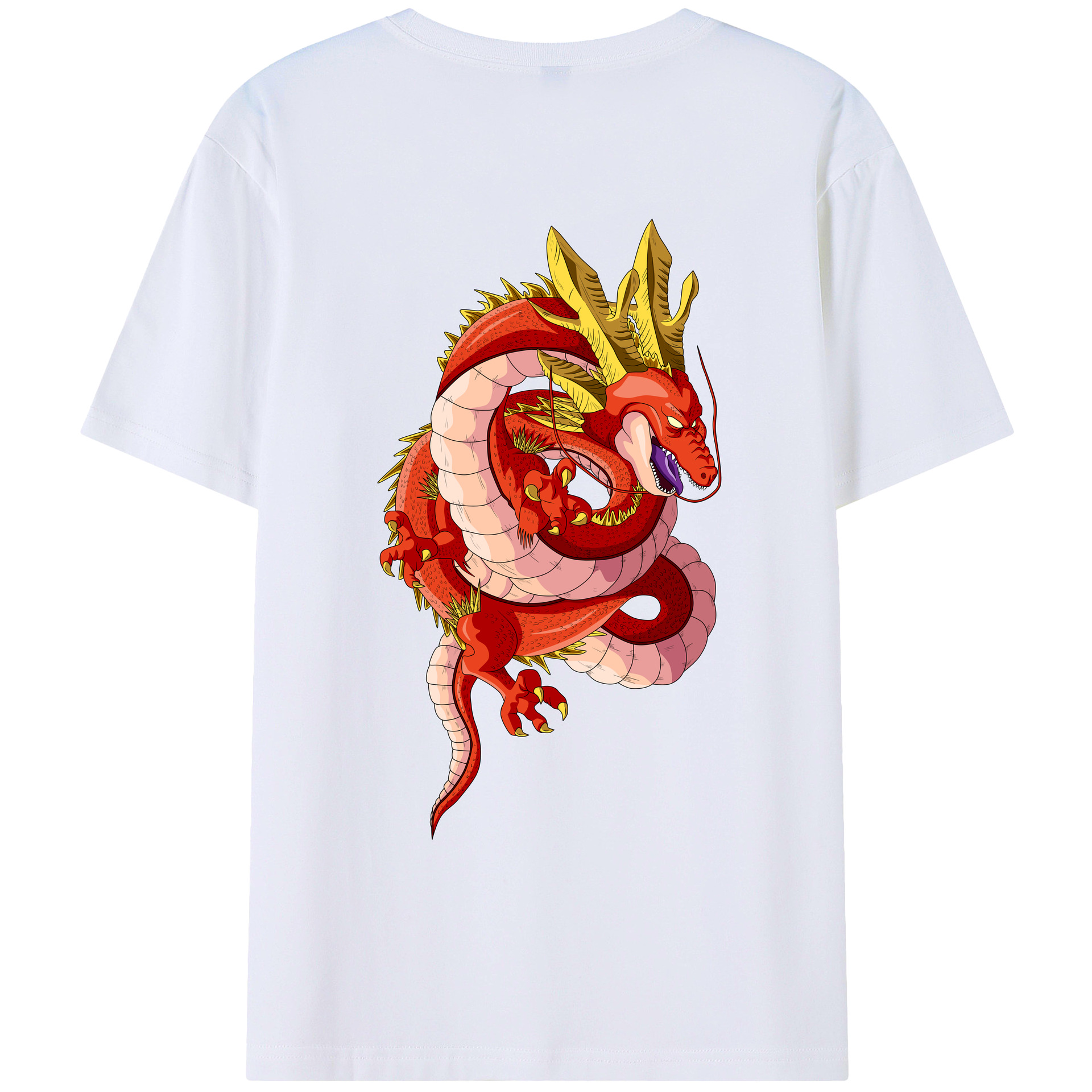 （画像用） ドラゴンボール 神龍 シェンロン DRAGON BALL Shenron 綿100％ メンズ半袖Tシャツ（バックプリント） 通気性