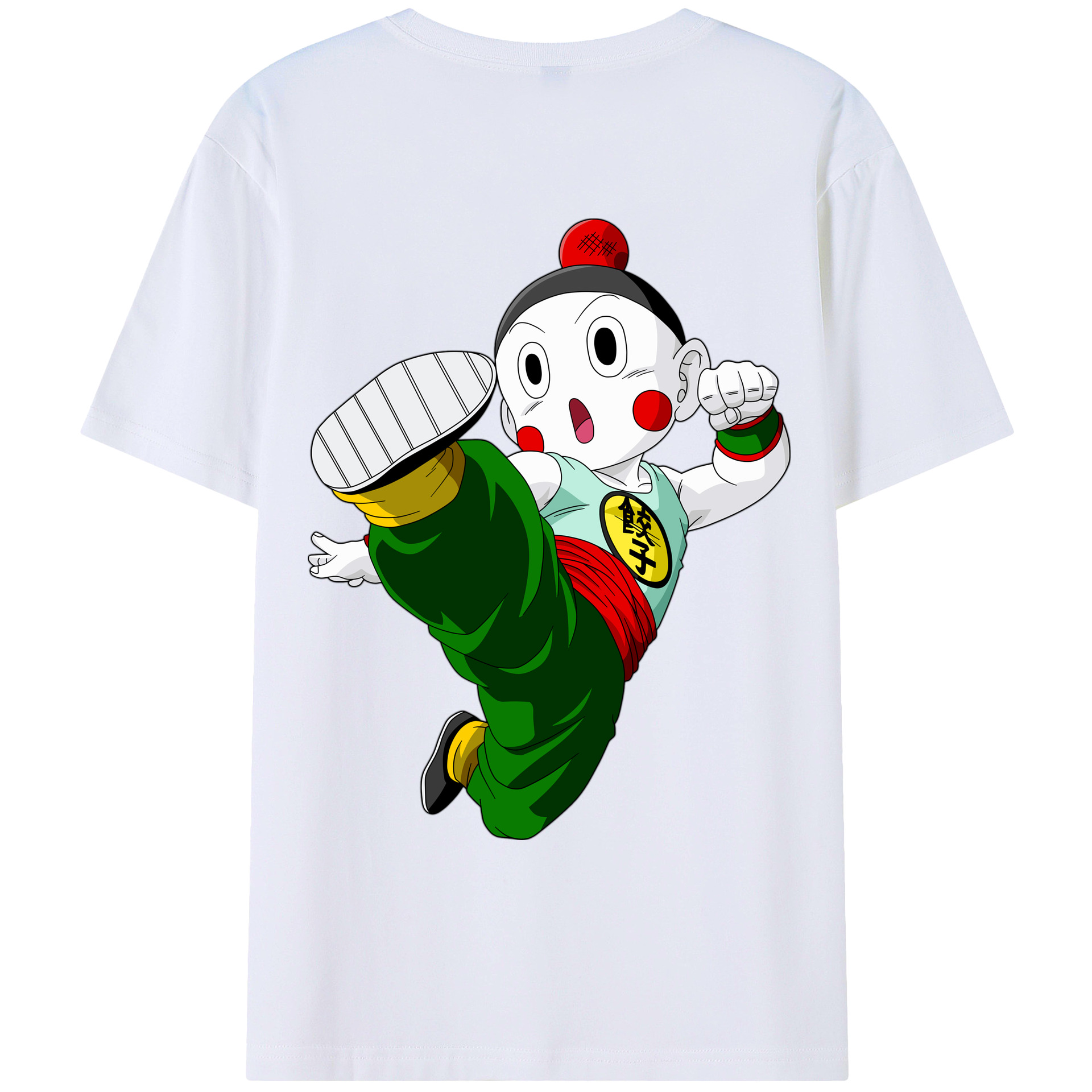 （画像用） ドラゴンボール 餃子（チャオズ）DRAGON BALL Chaoz 綿100％ メンズ半袖Tシャツ（バックプリント） 通気性