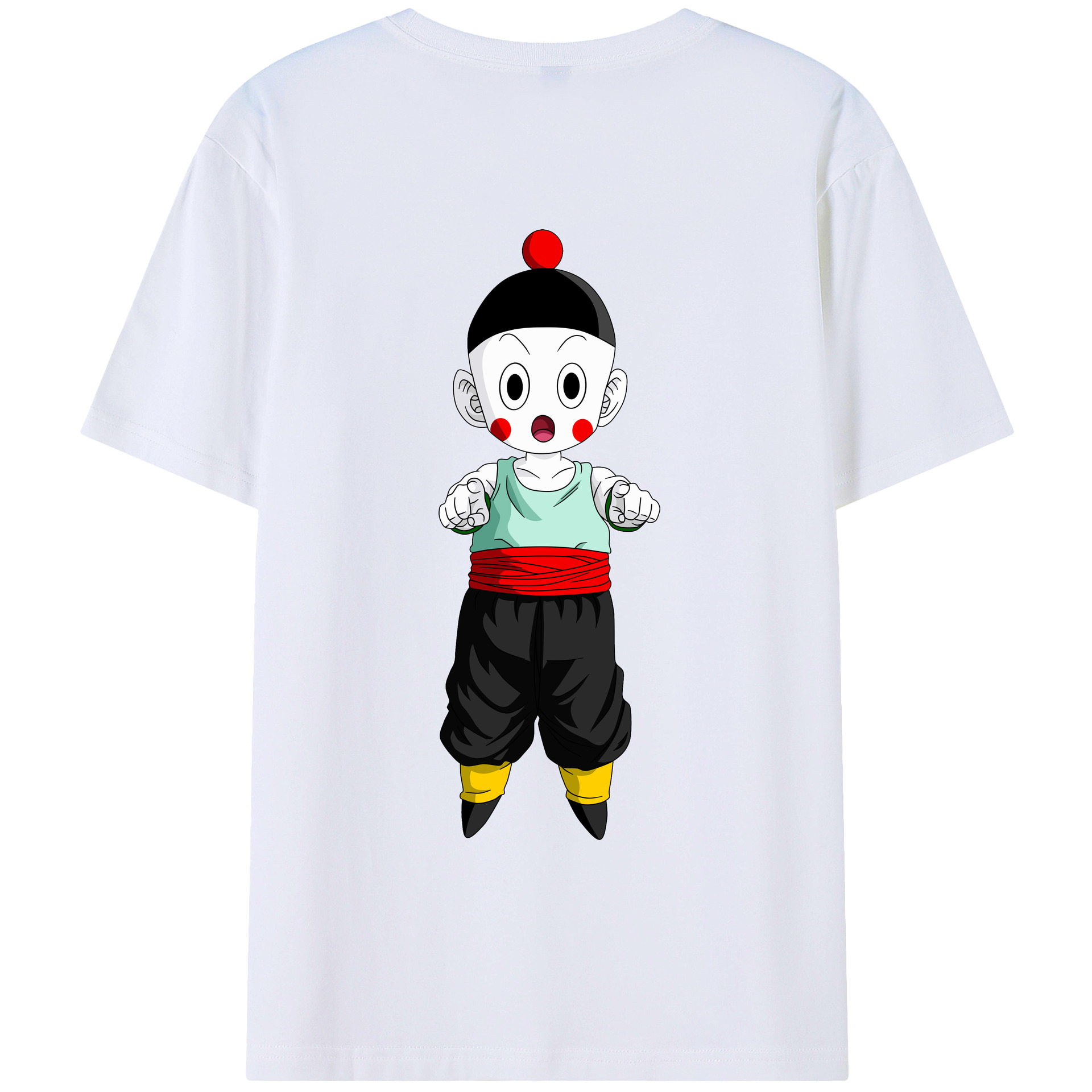 （画像用） ドラゴンボール 餃子（チャオズ）DRAGON BALL Chaoz 綿100％ メンズ半袖Tシャツ（バックプリント） 通気性
