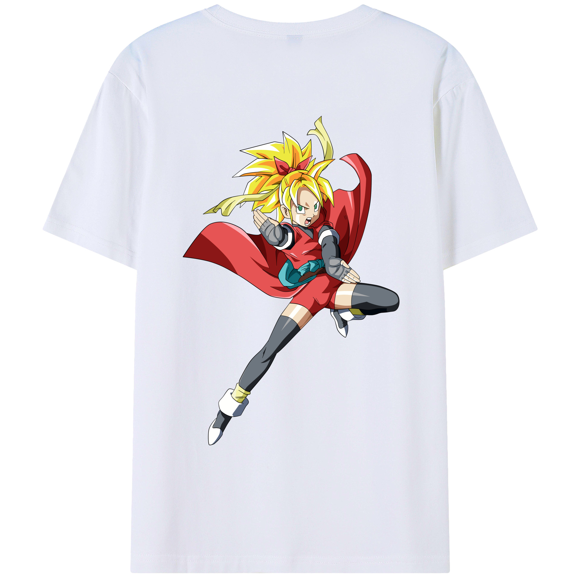 （画像用） ドラゴンボール カリフラ DRAGON BALL Caulifla 綿100％ メンズ半袖Tシャツ（バックプリント） 通気性