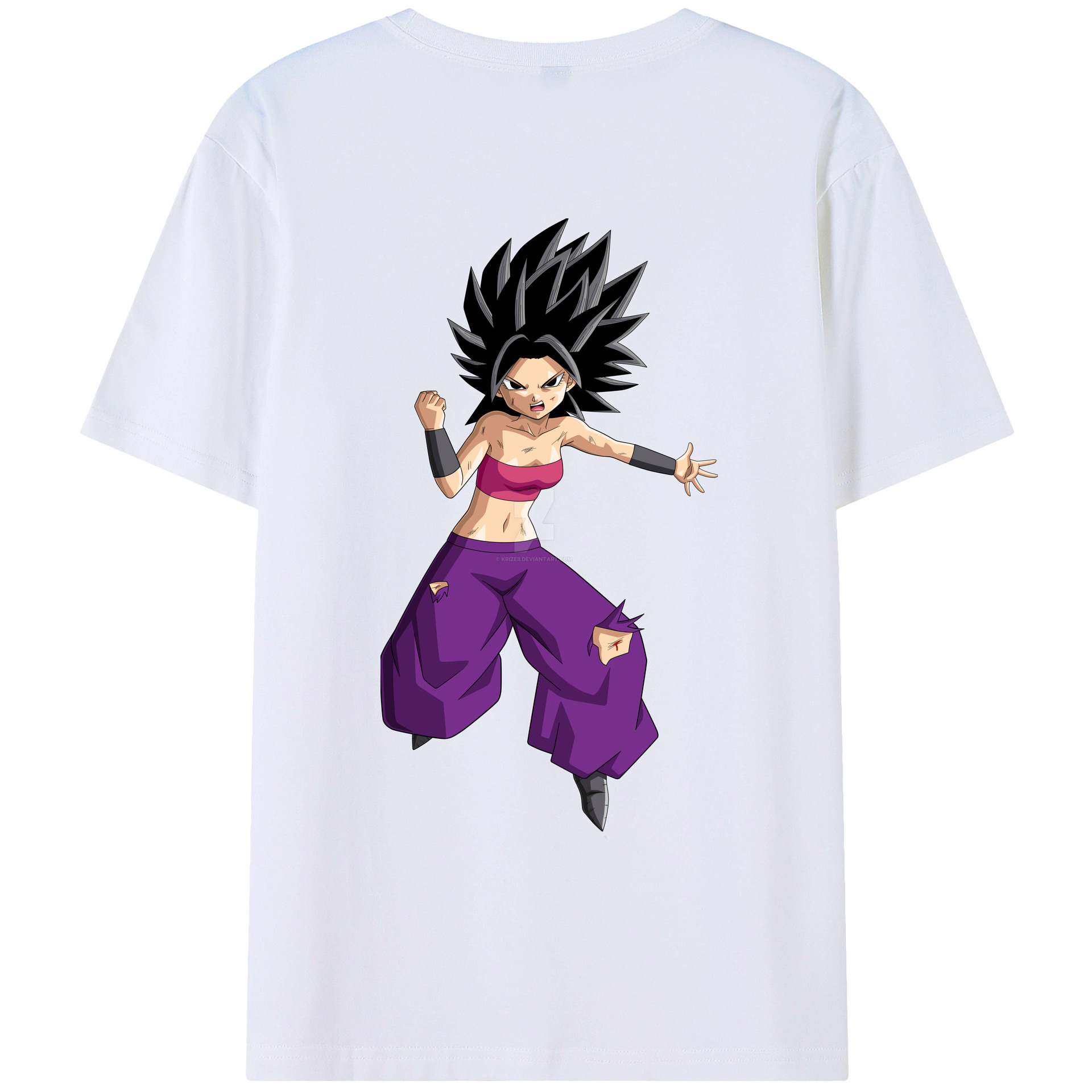 （画像用） ドラゴンボール カリフラ DRAGON BALL Caulifla 綿100％ メンズ半袖Tシャツ（バックプリント） 通気性