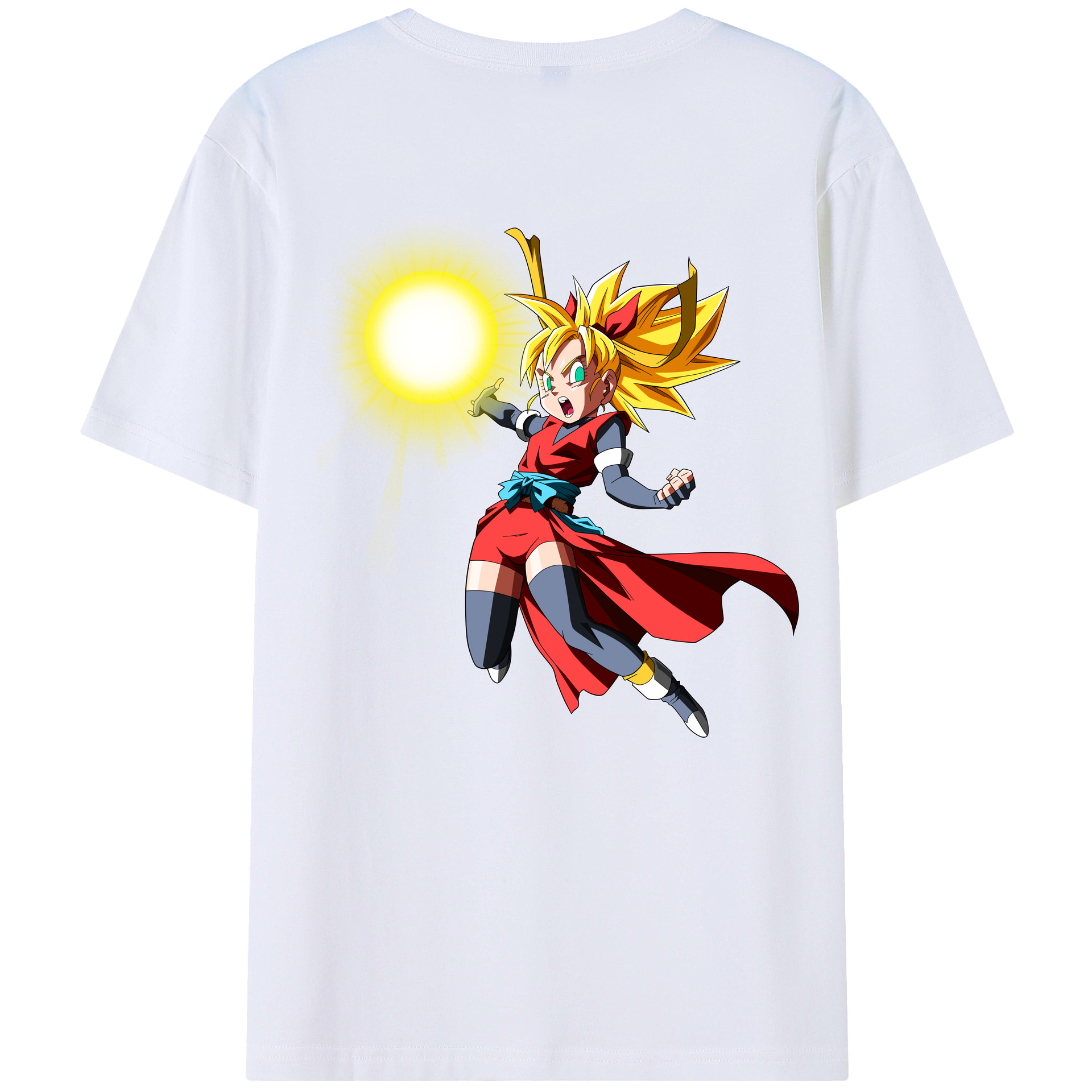 （画像用） ドラゴンボール カリフラ DRAGON BALL Caulifla 綿100％ メンズ半袖Tシャツ（バックプリント） 通気性