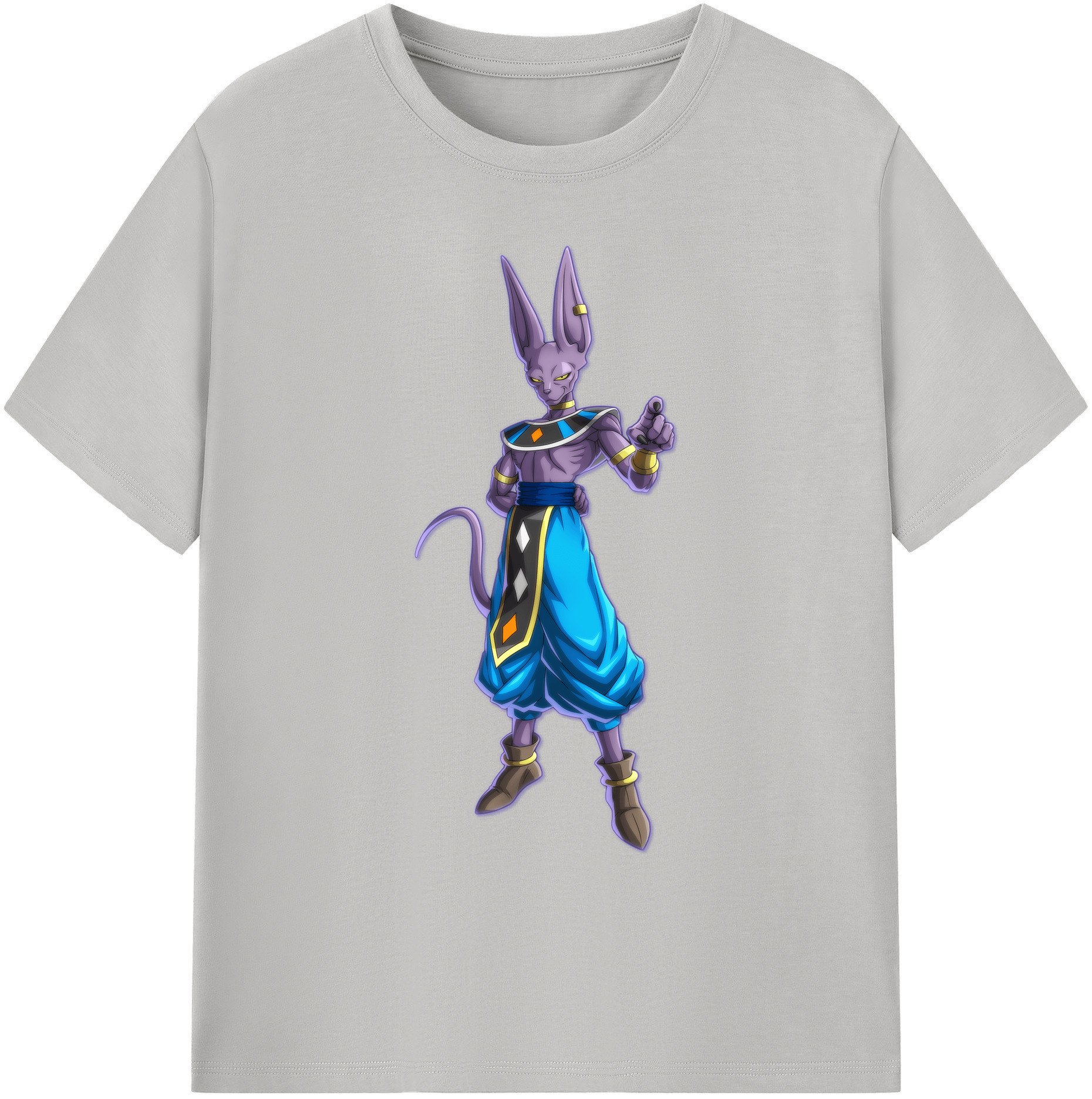 （画像用） ドラゴンボール ビルス 破壊神ビルス DRAGON BALL Beerus Birusu 綿100％ メンズ半袖Tシャツ｜肌触りやわらか＆通気性