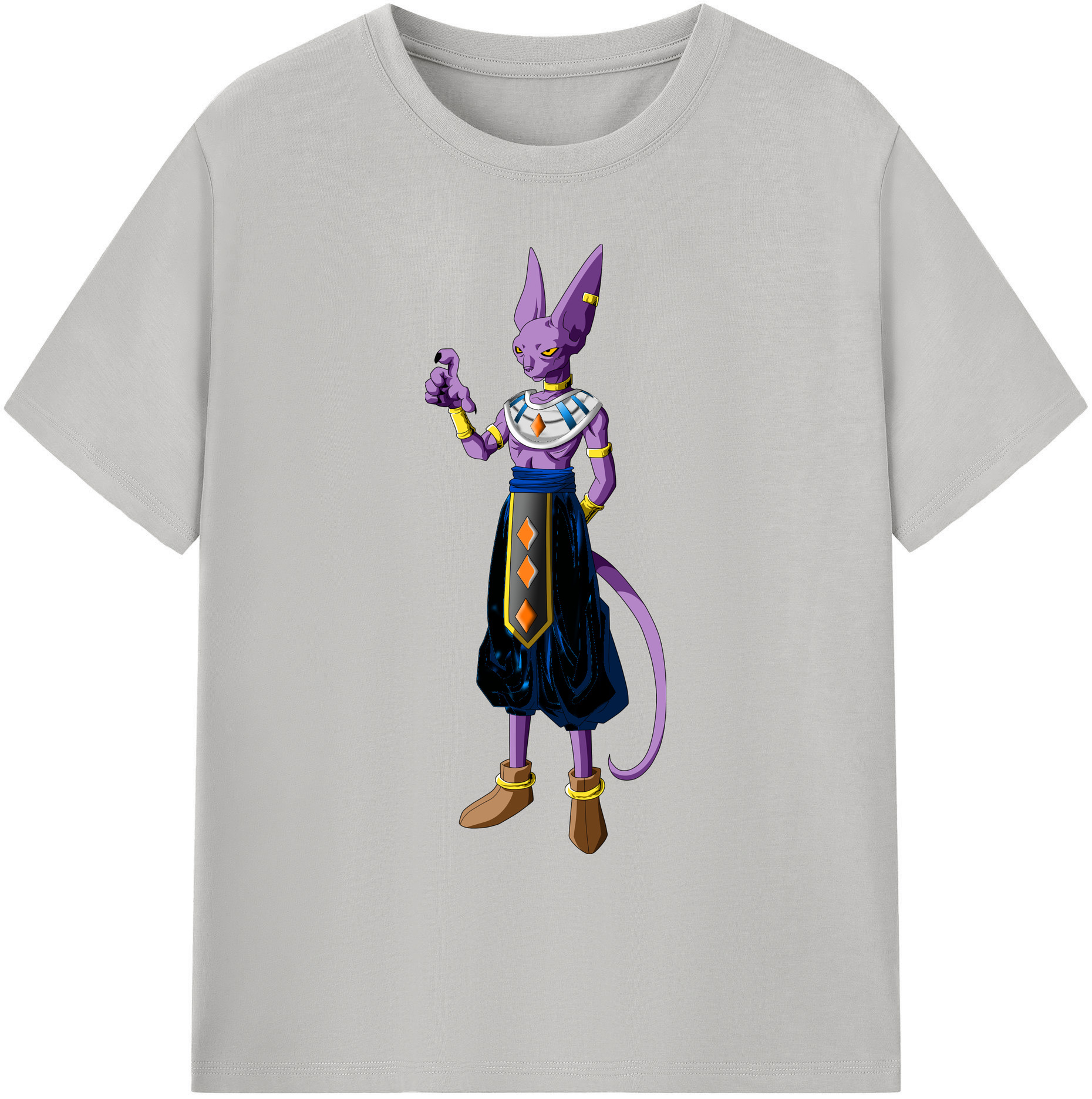 （画像用） ドラゴンボール ビルス 破壊神ビルス DRAGON BALL Beerus Birusu 綿100％ メンズ半袖Tシャツ｜肌触りやわらか＆通気性