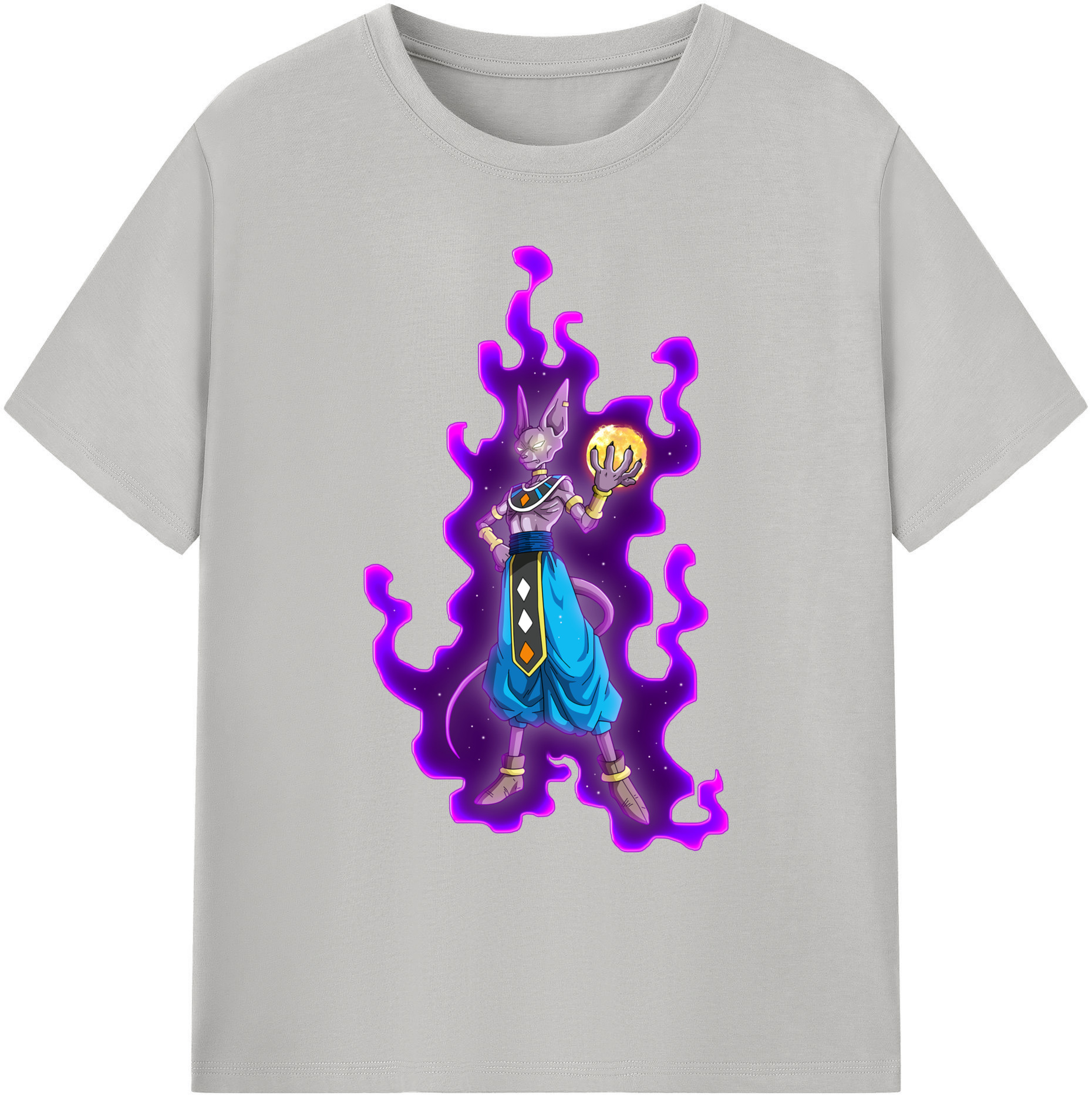 （画像用） ドラゴンボール ビルス 破壊神ビルス DRAGON BALL Beerus Birusu 綿100％ メンズ半袖Tシャツ｜肌触りやわらか＆通気性