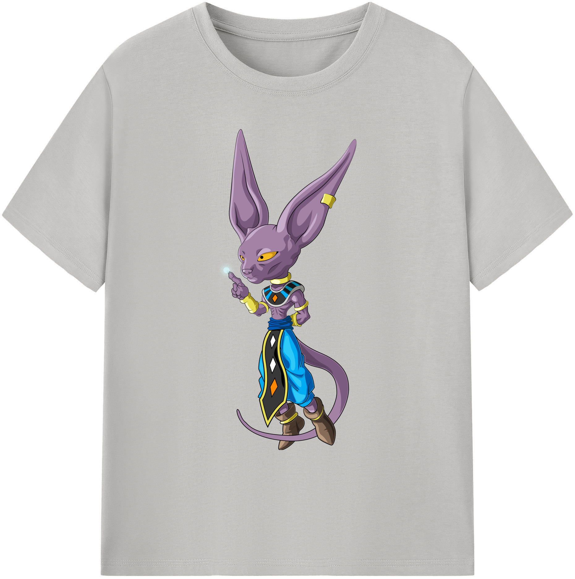 （画像用） ドラゴンボール ビルス 破壊神ビルス DRAGON BALL Beerus Birusu 綿100％ メンズ半袖Tシャツ｜肌触りやわらか＆通気性