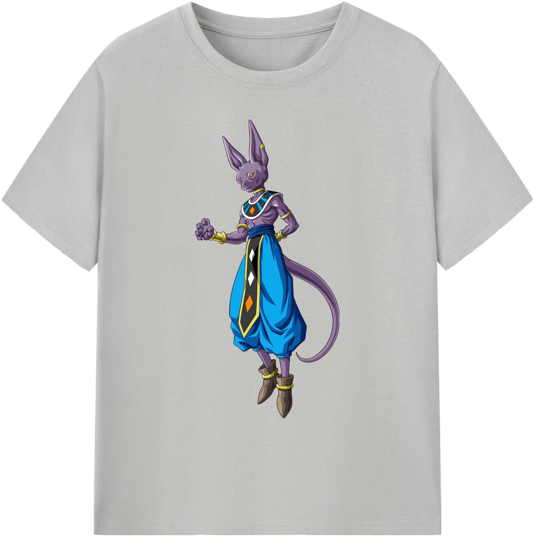 （画像用） ドラゴンボール ビルス 破壊神ビルス DRAGON BALL Beerus Birusu 綿100％ メンズ半袖Tシャツ｜肌触りやわらか＆通気性