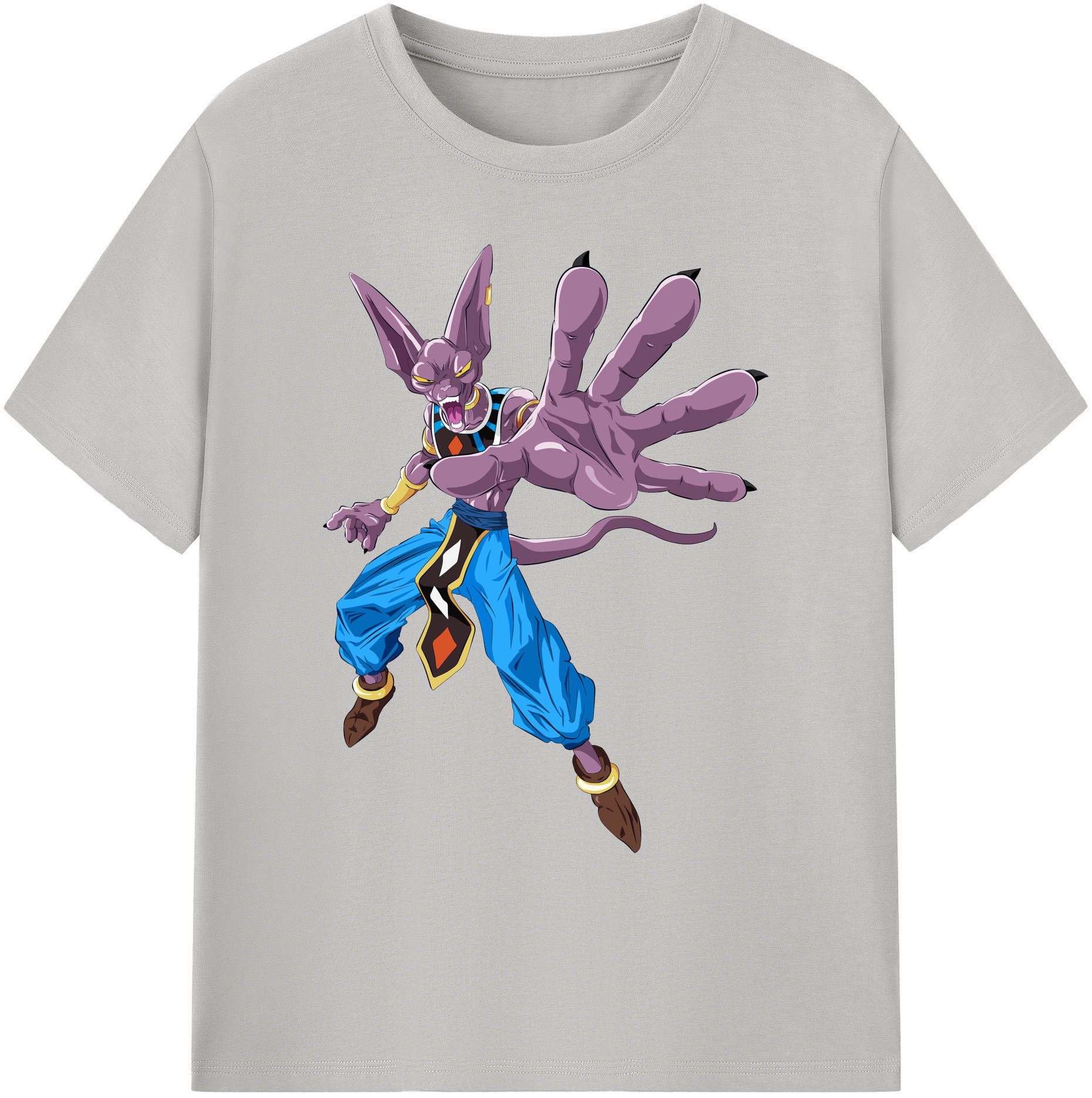（画像用） ドラゴンボール ビルス 破壊神ビルス DRAGON BALL Beerus Birusu 綿100％ メンズ半袖Tシャツ｜肌触りやわらか＆通気性
