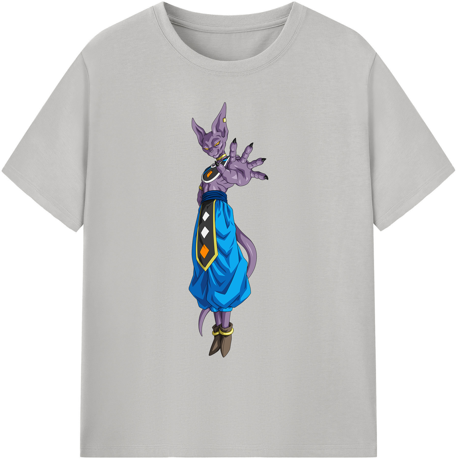 （画像用） ドラゴンボール ビルス 破壊神ビルス DRAGON BALL Beerus Birusu 綿100％ メンズ半袖Tシャツ｜肌触りやわらか＆通気性