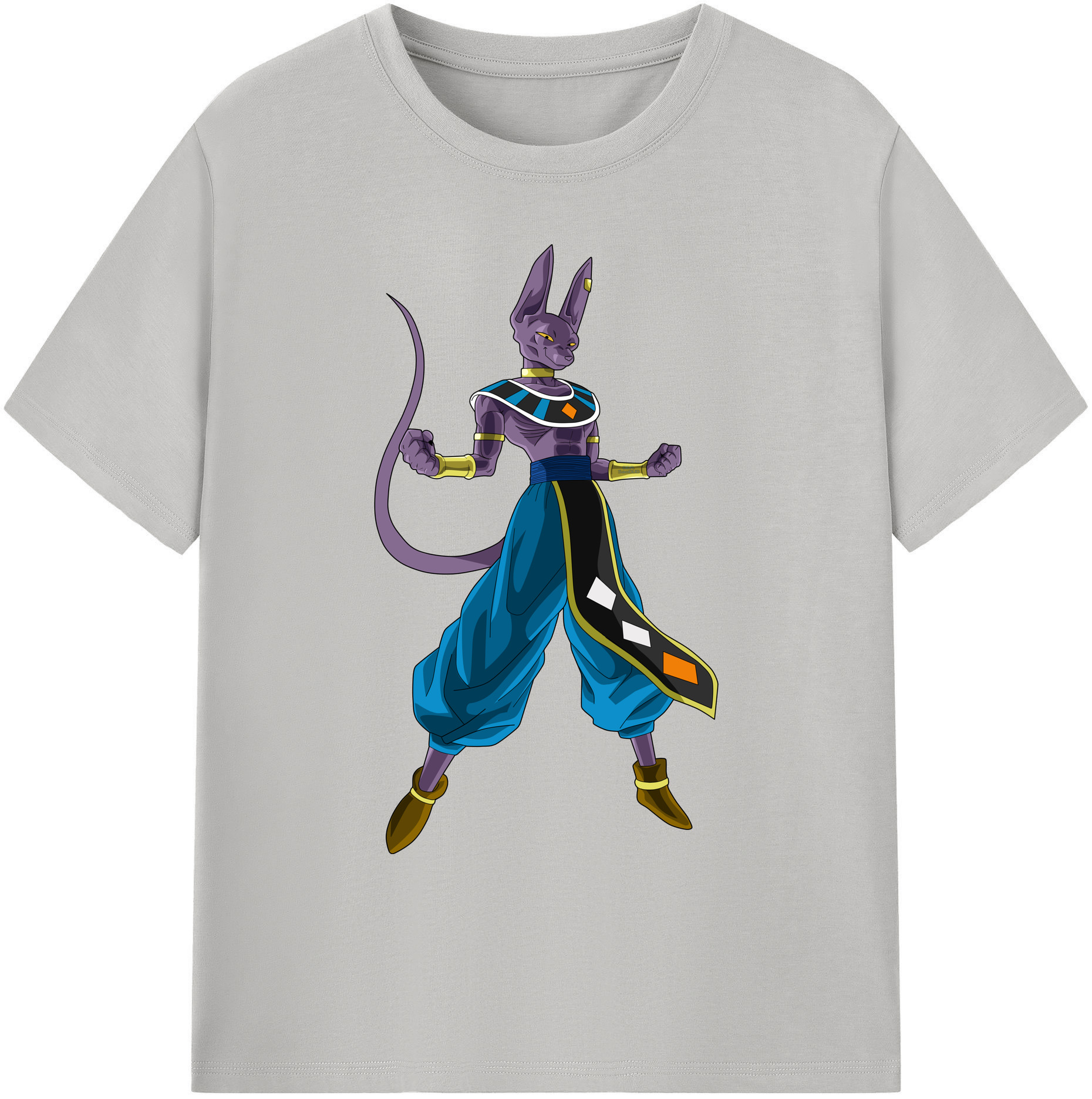 （画像用） ドラゴンボール ビルス 破壊神ビルス DRAGON BALL Beerus Birusu 綿100％ メンズ半袖Tシャツ｜肌触りやわらか＆通気性