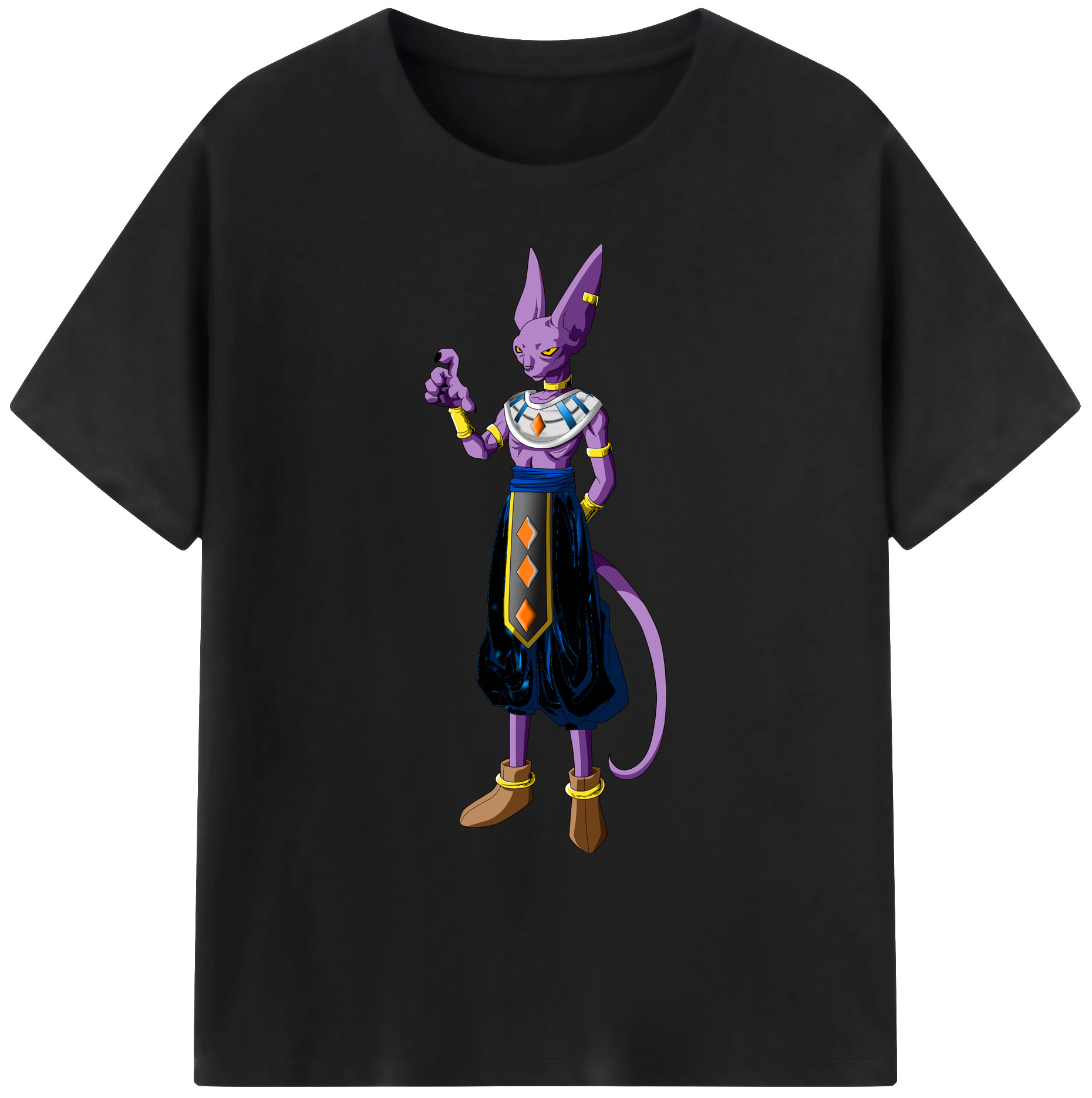 （画像用） ドラゴンボール ビルス 破壊神ビルス DRAGON BALL Beerus Birusu 綿100％ メンズ半袖Tシャツ｜肌触りやわらか＆通気性