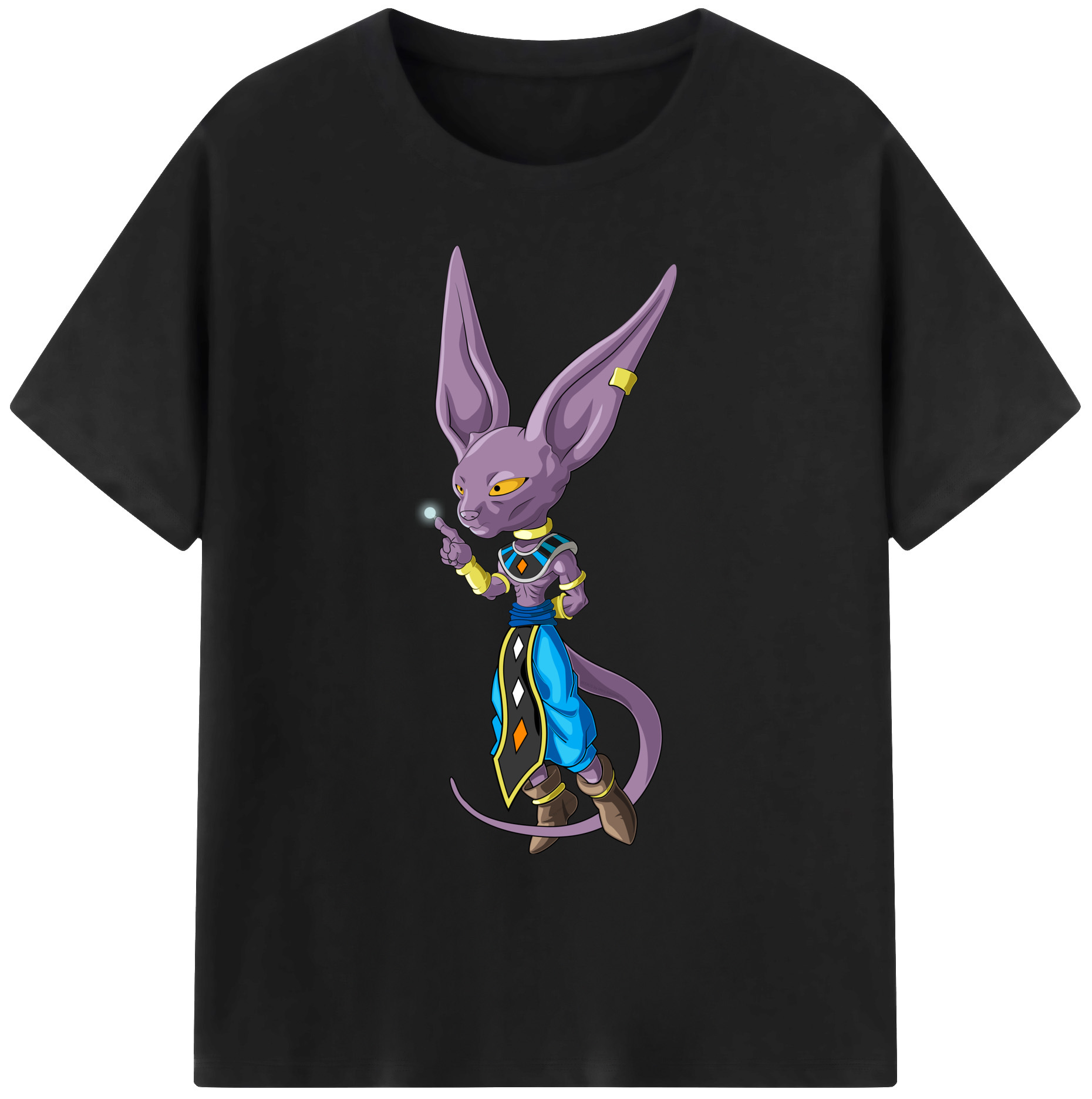 （画像用） ドラゴンボール ビルス 破壊神ビルス DRAGON BALL Beerus Birusu 綿100％ メンズ半袖Tシャツ｜肌触りやわらか＆通気性