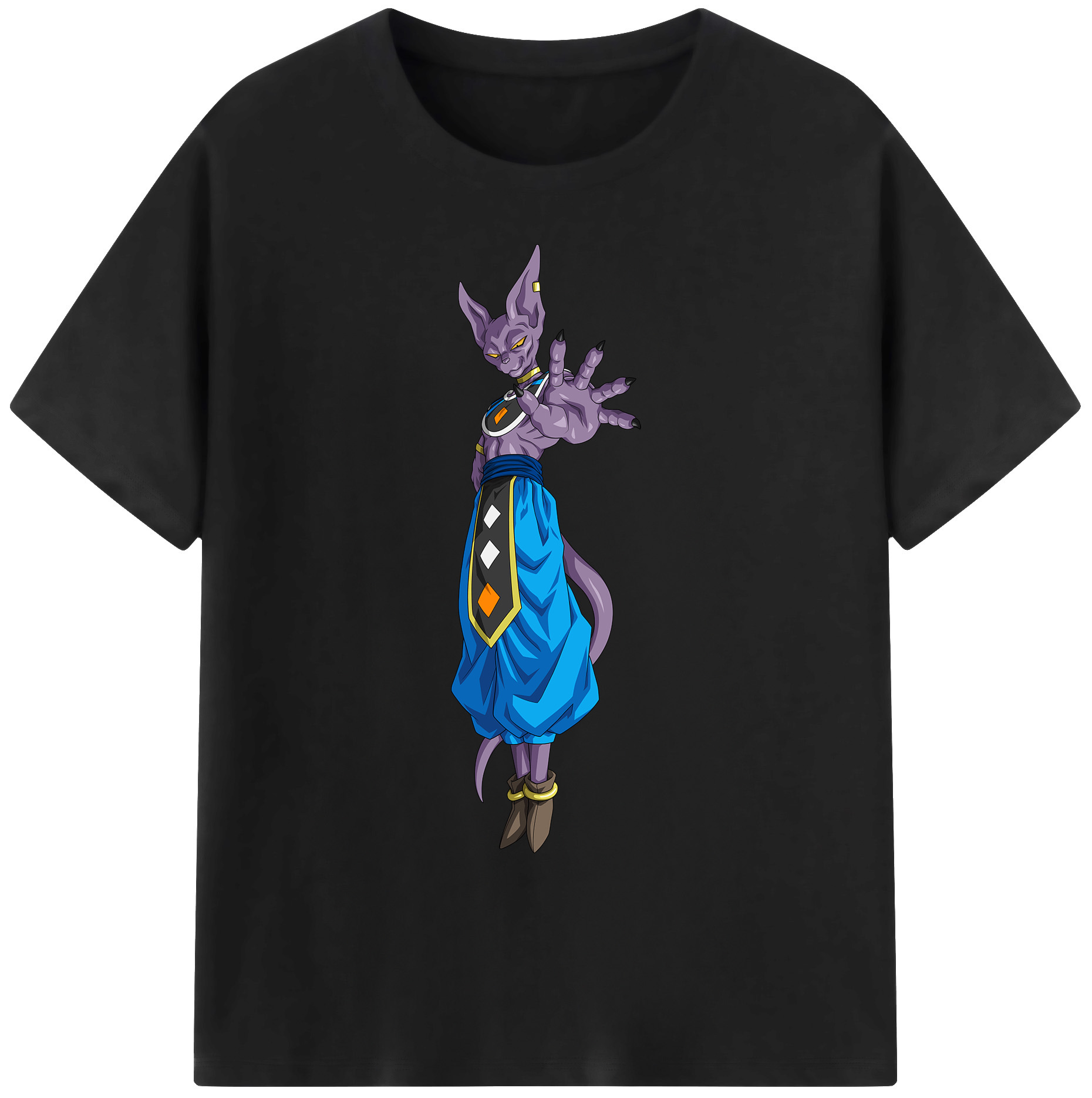 （画像用） ドラゴンボール ビルス 破壊神ビルス DRAGON BALL Beerus Birusu 綿100％ メンズ半袖Tシャツ｜肌触りやわらか＆通気性