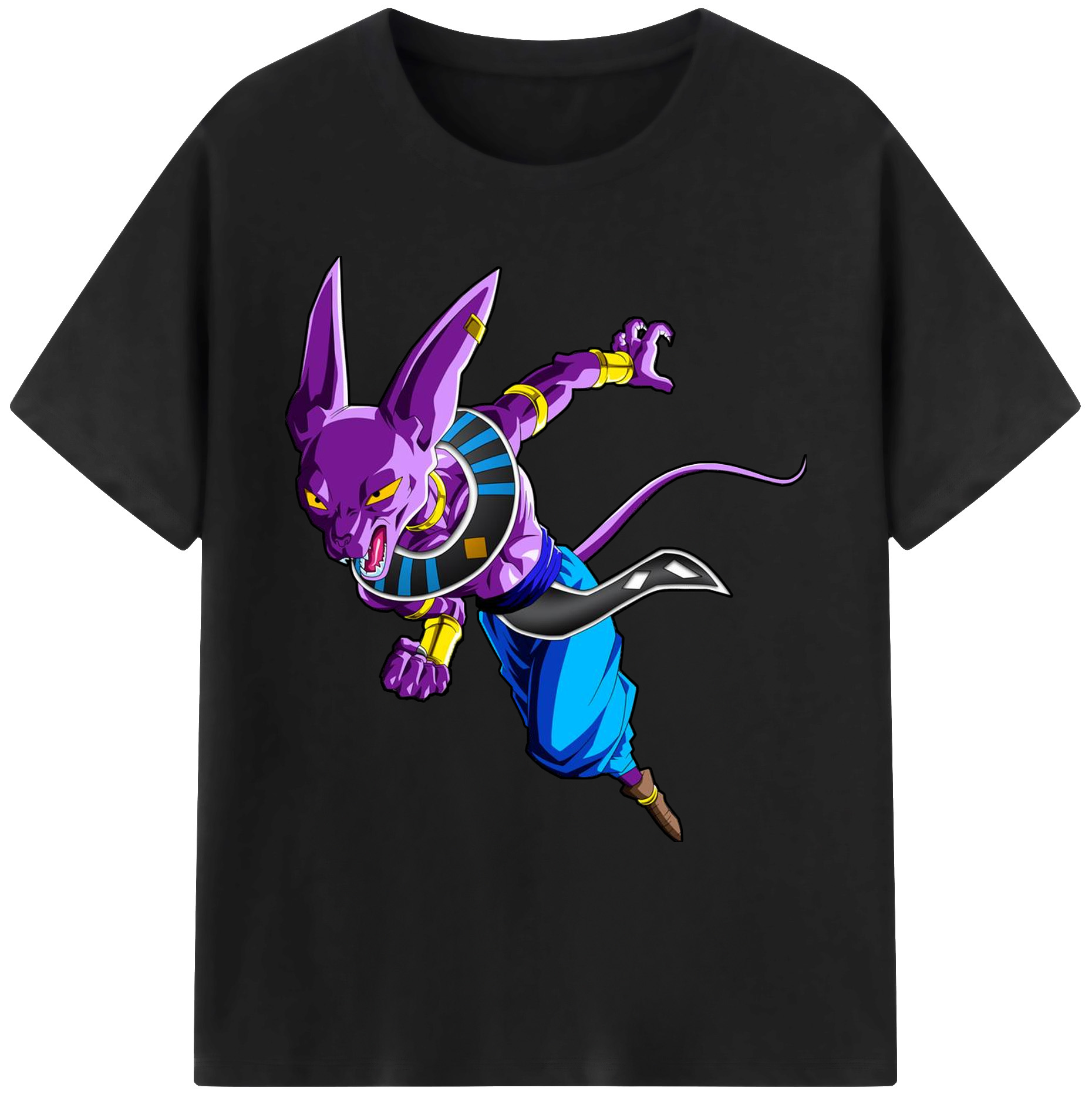 （画像用） ドラゴンボール ビルス 破壊神ビルス DRAGON BALL Beerus Birusu 綿100％ メンズ半袖Tシャツ｜肌触りやわらか＆通気性