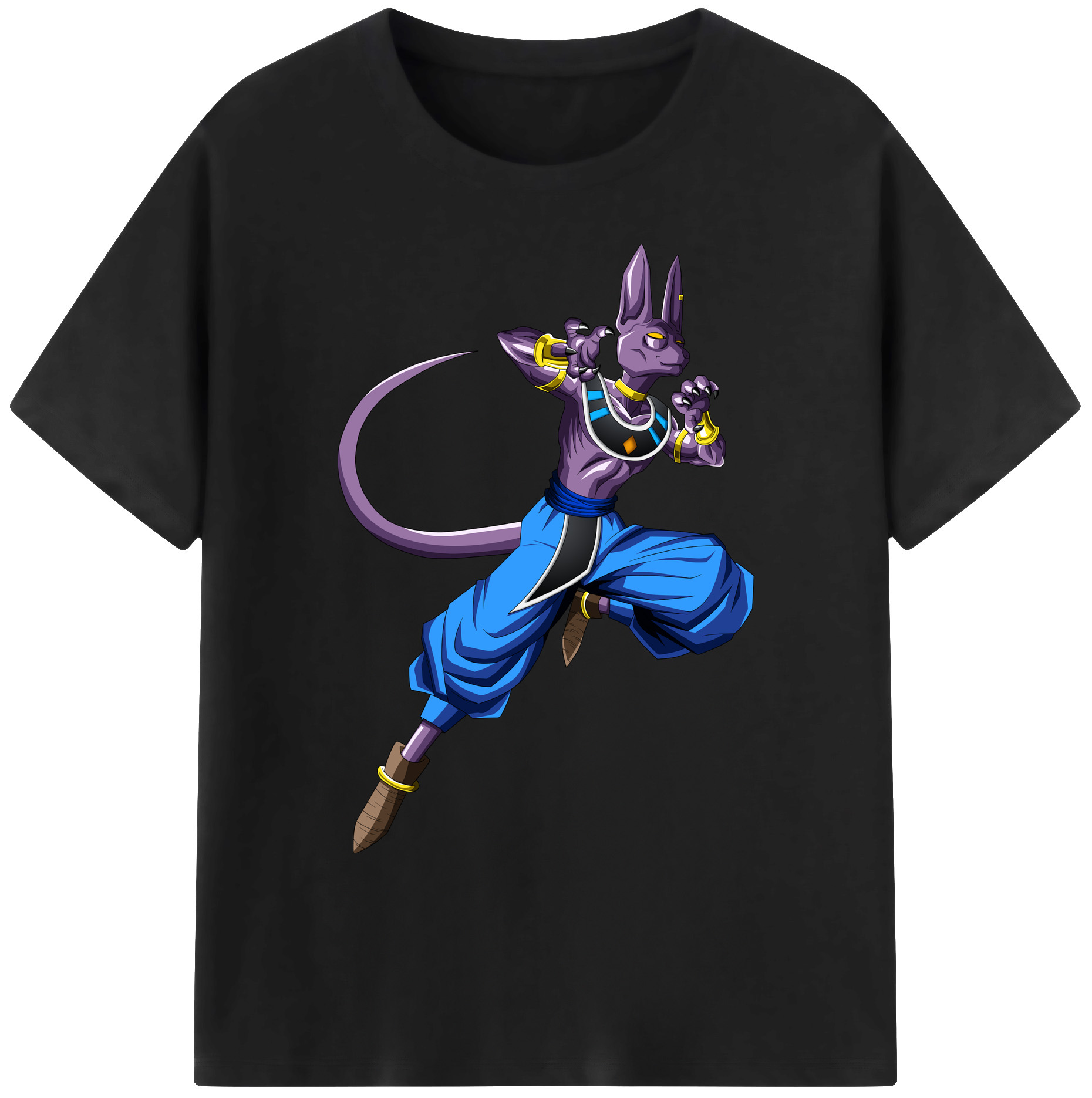 （画像用） ドラゴンボール ビルス 破壊神ビルス DRAGON BALL Beerus Birusu 綿100％ メンズ半袖Tシャツ｜肌触りやわらか＆通気性