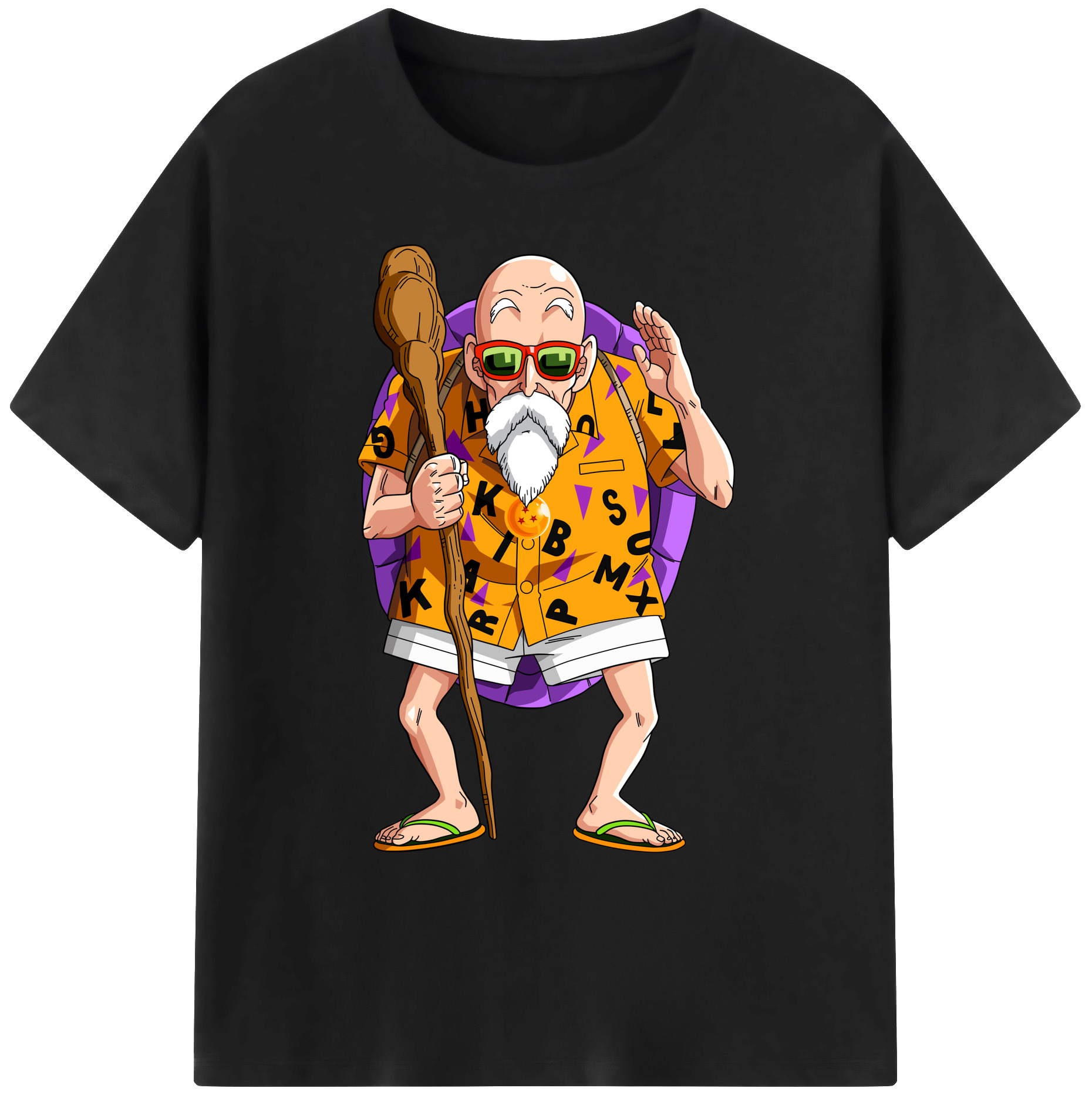 （画像用） ドラゴンボール 亀仙人（かめせんにん） DRAGON BALL Master Roshi Kame Sennin 綿100％ メンズ半袖Tシャツ｜肌触りやわらか＆通気性