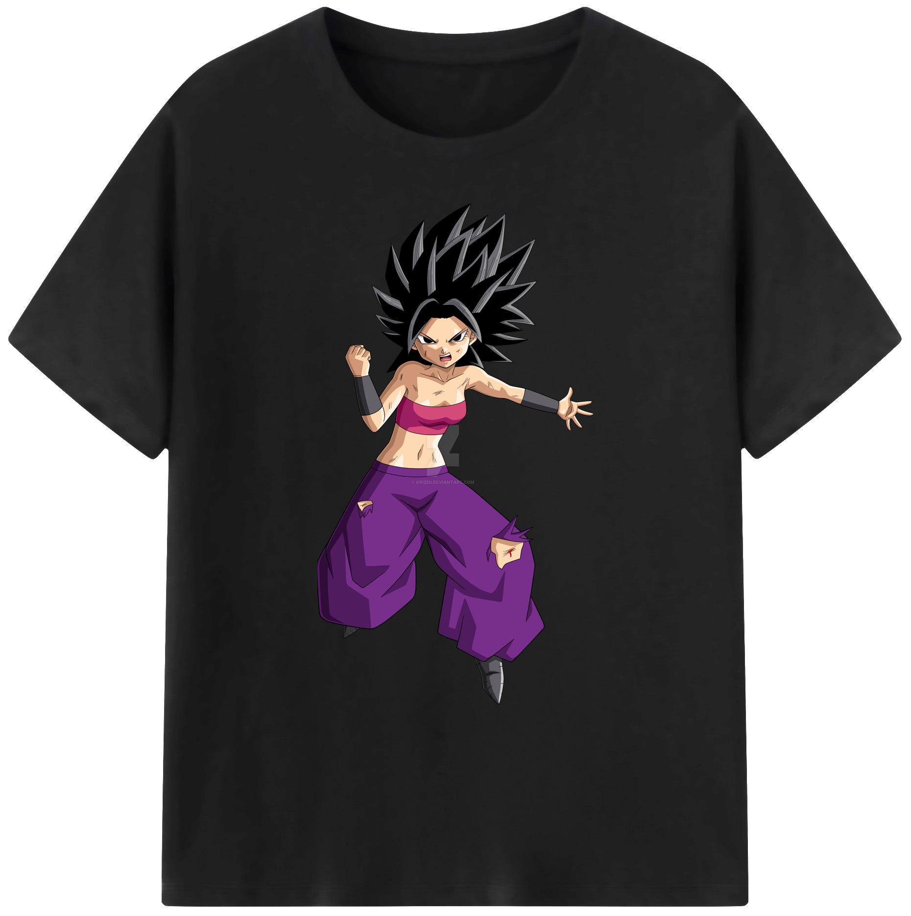 （画像用） ドラゴンボール カリフラ DRAGON BALL Caulifla 綿100％ メンズ半袖Tシャツ｜肌触りやわらか＆通気性