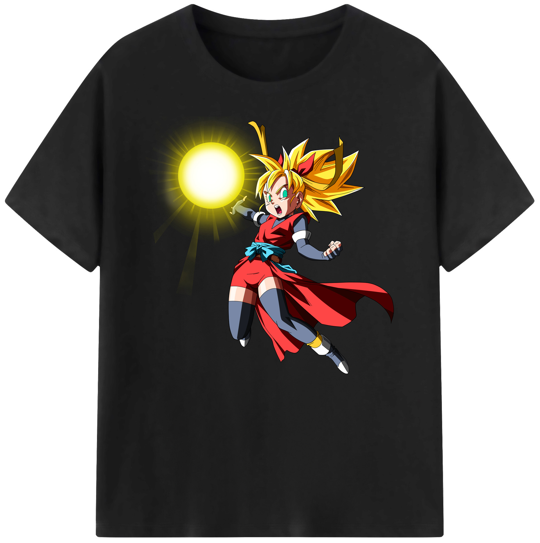 （画像用） ドラゴンボール カリフラ DRAGON BALL Caulifla 綿100％ メンズ半袖Tシャツ｜肌触りやわらか＆通気性