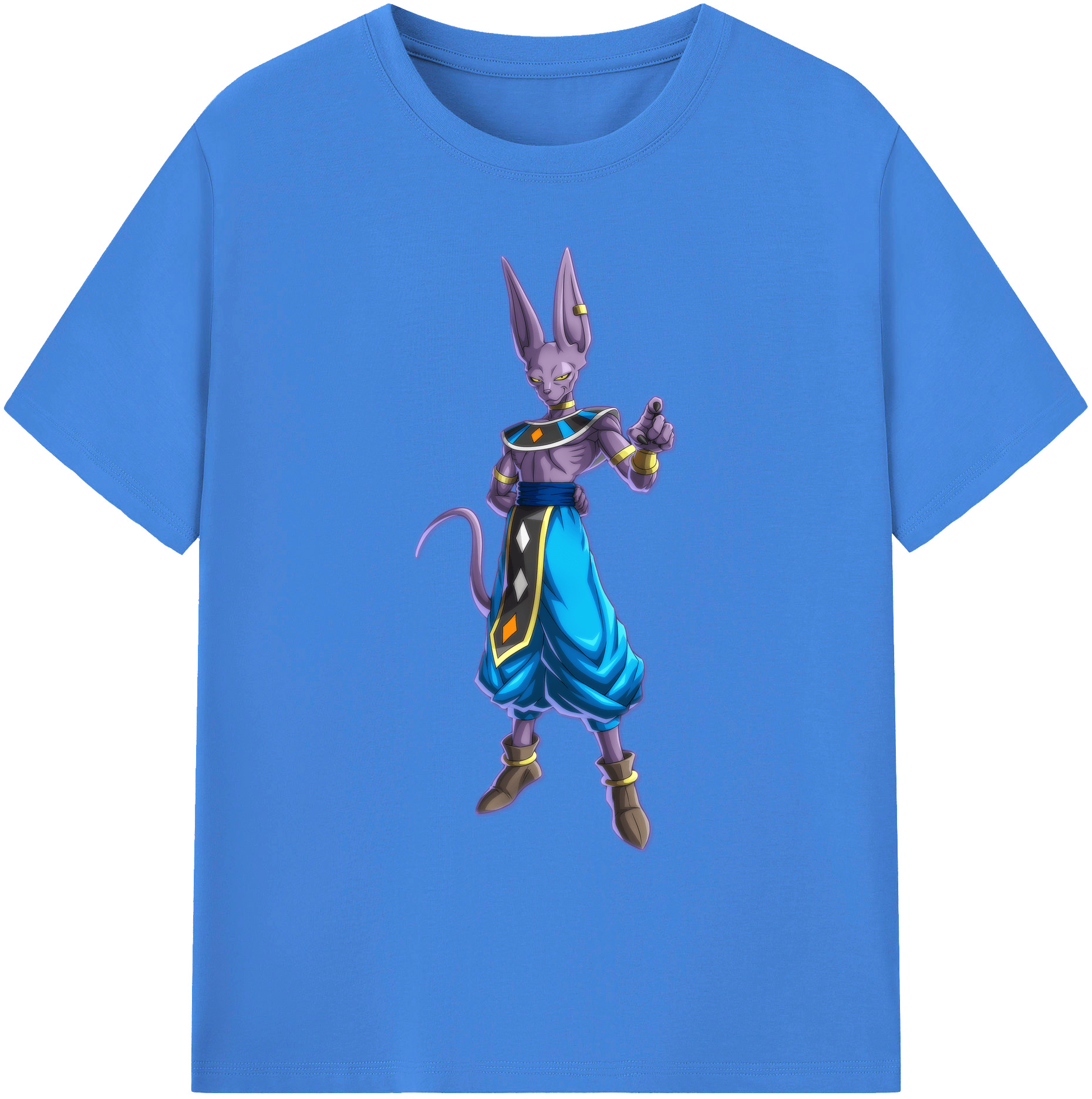 （画像用） ドラゴンボール ビルス 破壊神ビルス DRAGON BALL Beerus Birusu 綿100％ メンズ半袖Tシャツ｜肌触りやわらか＆通気性