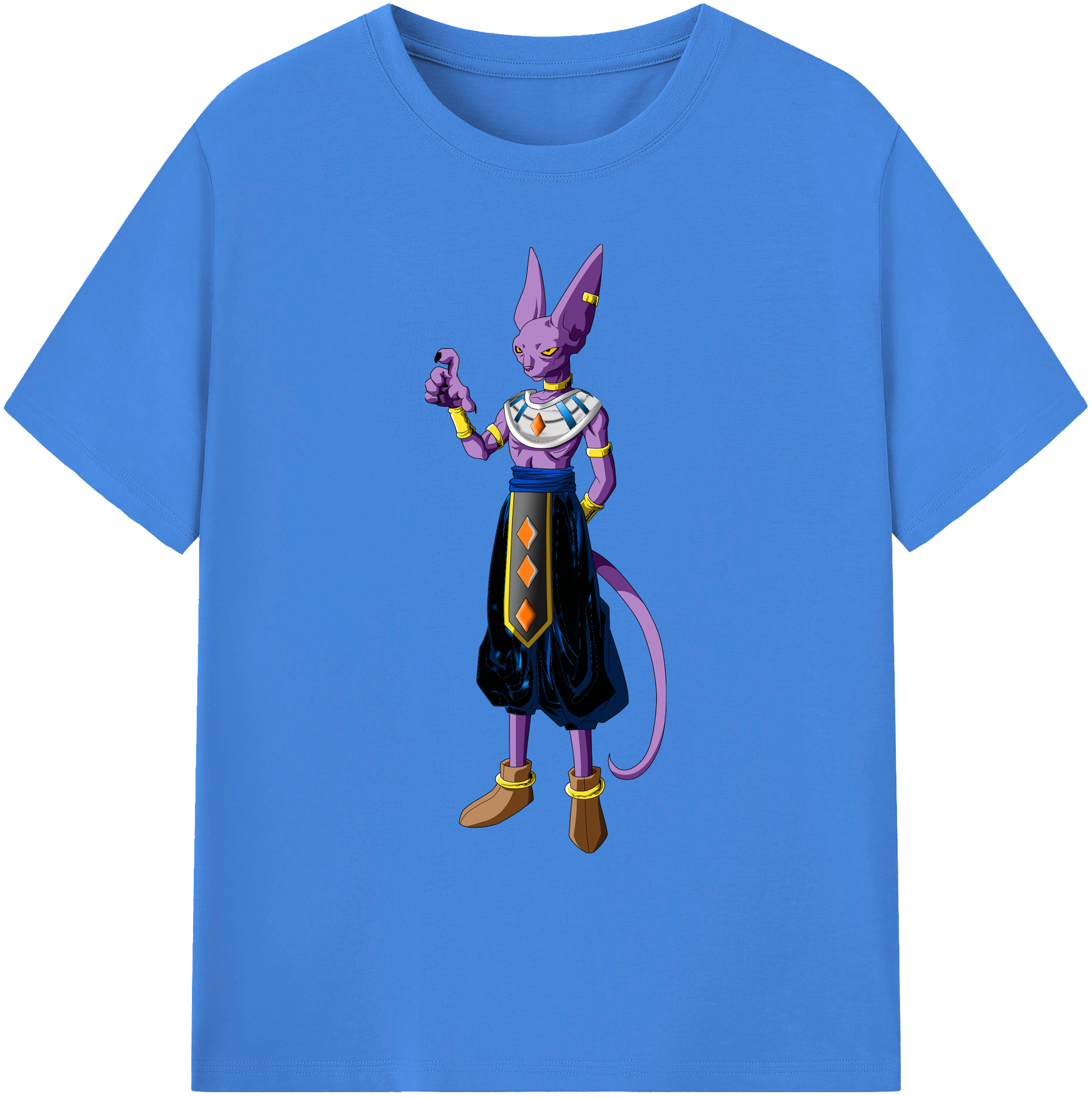 （画像用） ドラゴンボール ビルス 破壊神ビルス DRAGON BALL Beerus Birusu 綿100％ メンズ半袖Tシャツ｜肌触りやわらか＆通気性