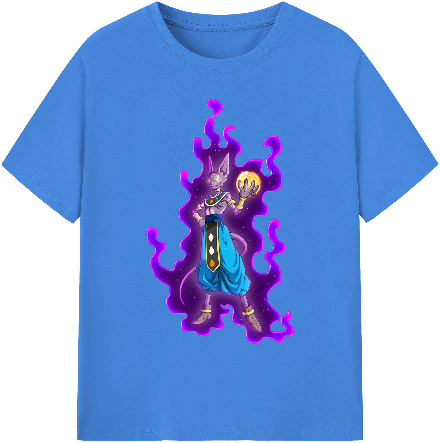 （画像用） ドラゴンボール ビルス 破壊神ビルス DRAGON BALL Beerus Birusu 綿100％ メンズ半袖Tシャツ｜肌触りやわらか＆通気性