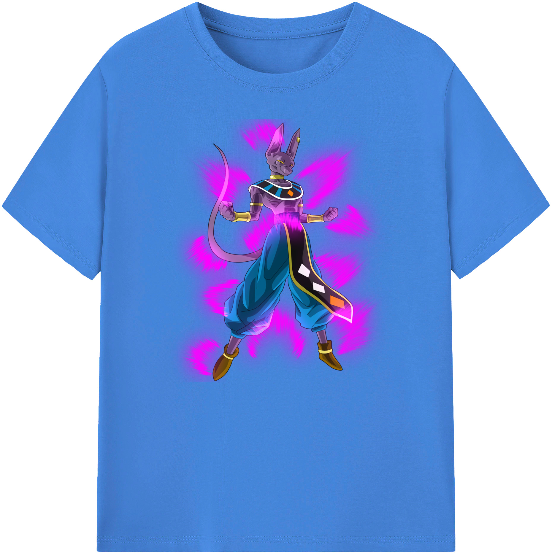 （画像用） ドラゴンボール ビルス 破壊神ビルス DRAGON BALL Beerus Birusu 綿100％ メンズ半袖Tシャツ｜肌触りやわらか＆通気性