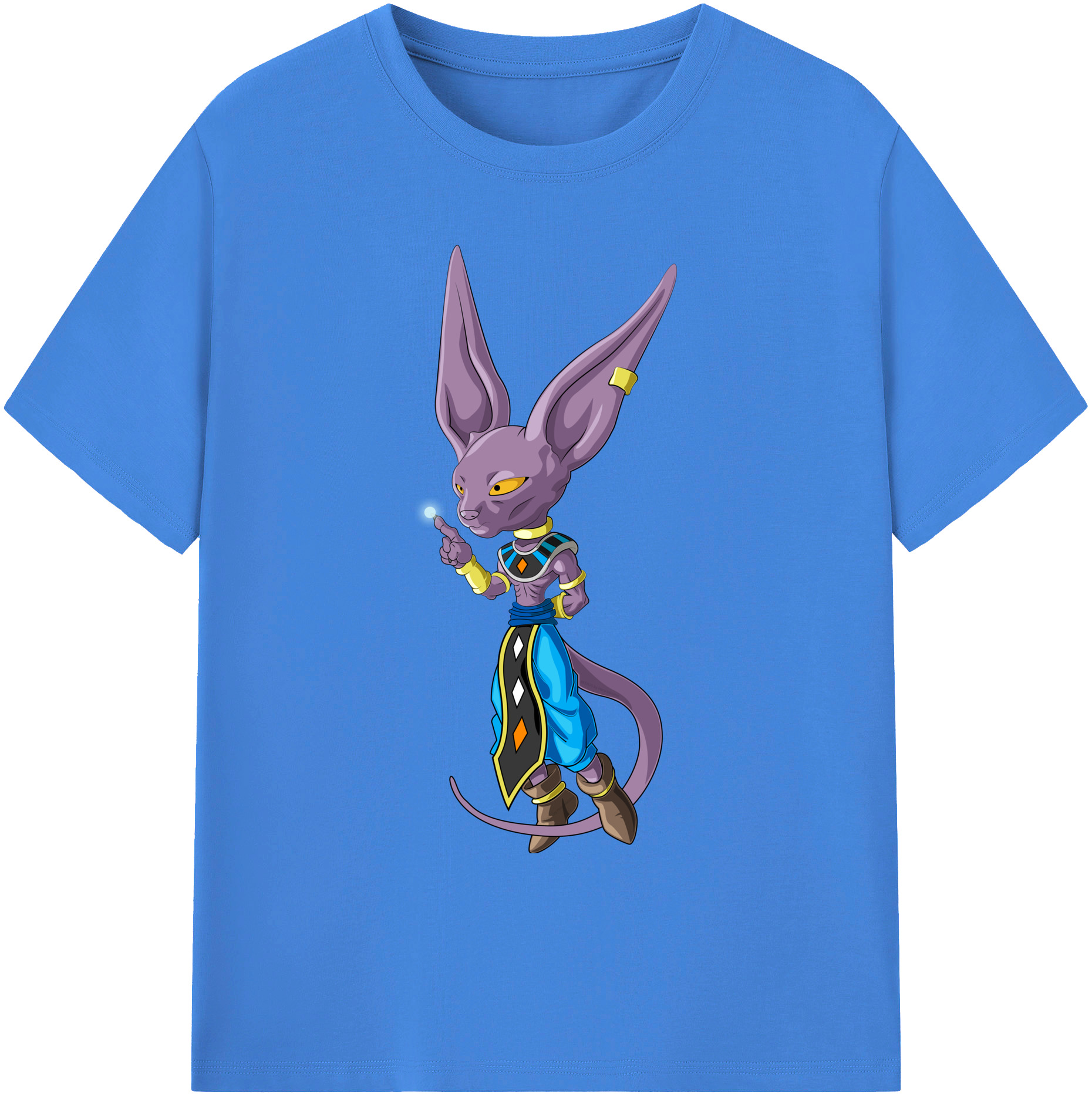 （画像用） ドラゴンボール ビルス 破壊神ビルス DRAGON BALL Beerus Birusu 綿100％ メンズ半袖Tシャツ｜肌触りやわらか＆通気性