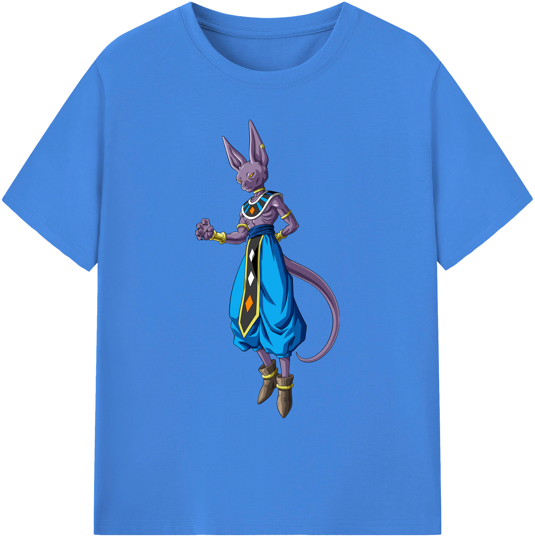 （画像用） ドラゴンボール ビルス 破壊神ビルス DRAGON BALL Beerus Birusu 綿100％ メンズ半袖Tシャツ｜肌触りやわらか＆通気性