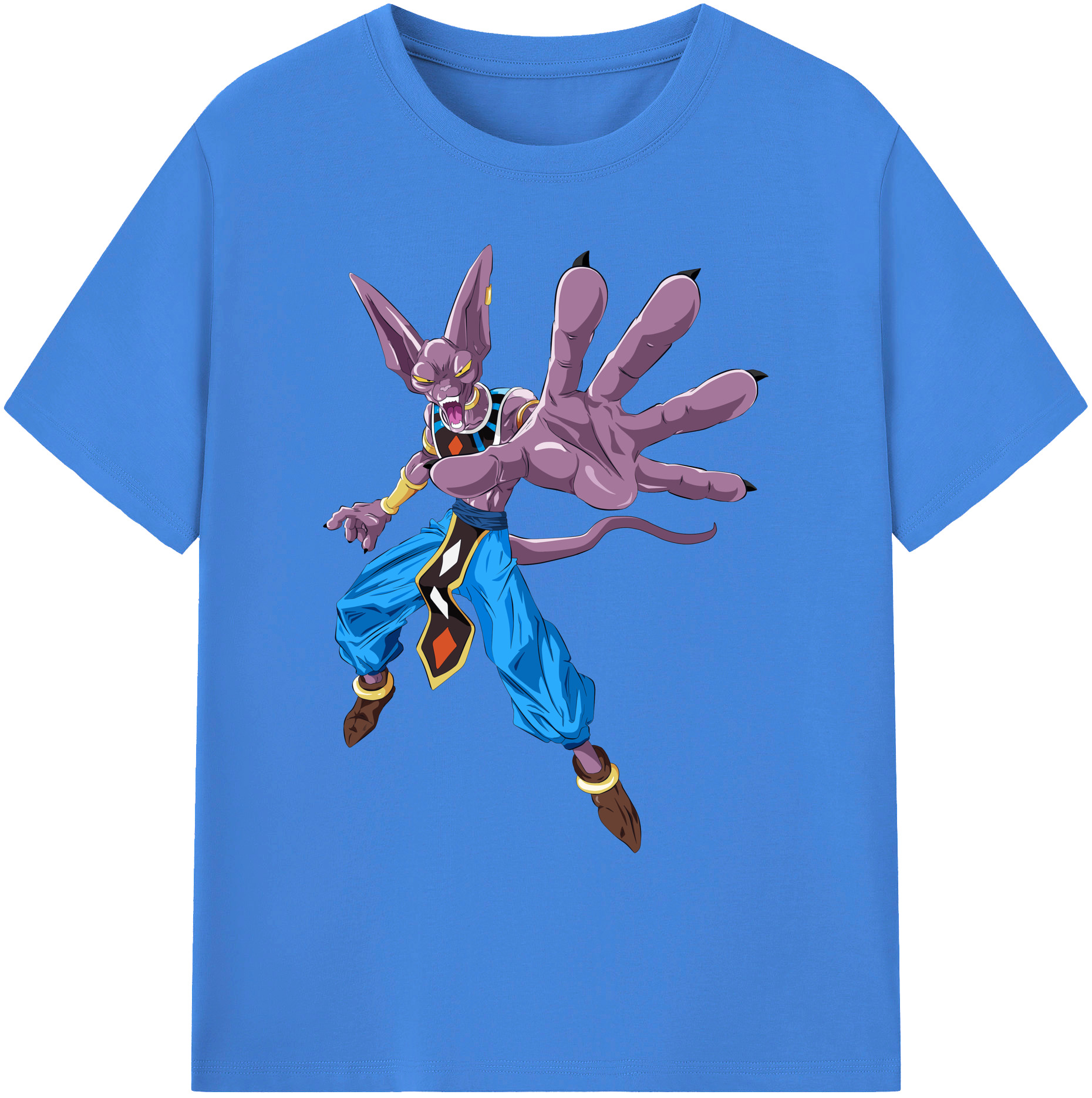 （画像用） ドラゴンボール ビルス 破壊神ビルス DRAGON BALL Beerus Birusu 綿100％ メンズ半袖Tシャツ｜肌触りやわらか＆通気性
