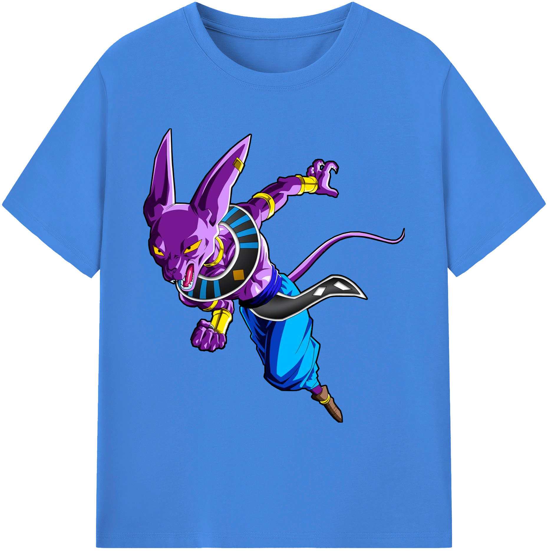 （画像用） ドラゴンボール ビルス 破壊神ビルス DRAGON BALL Beerus Birusu 綿100％ メンズ半袖Tシャツ｜肌触りやわらか＆通気性