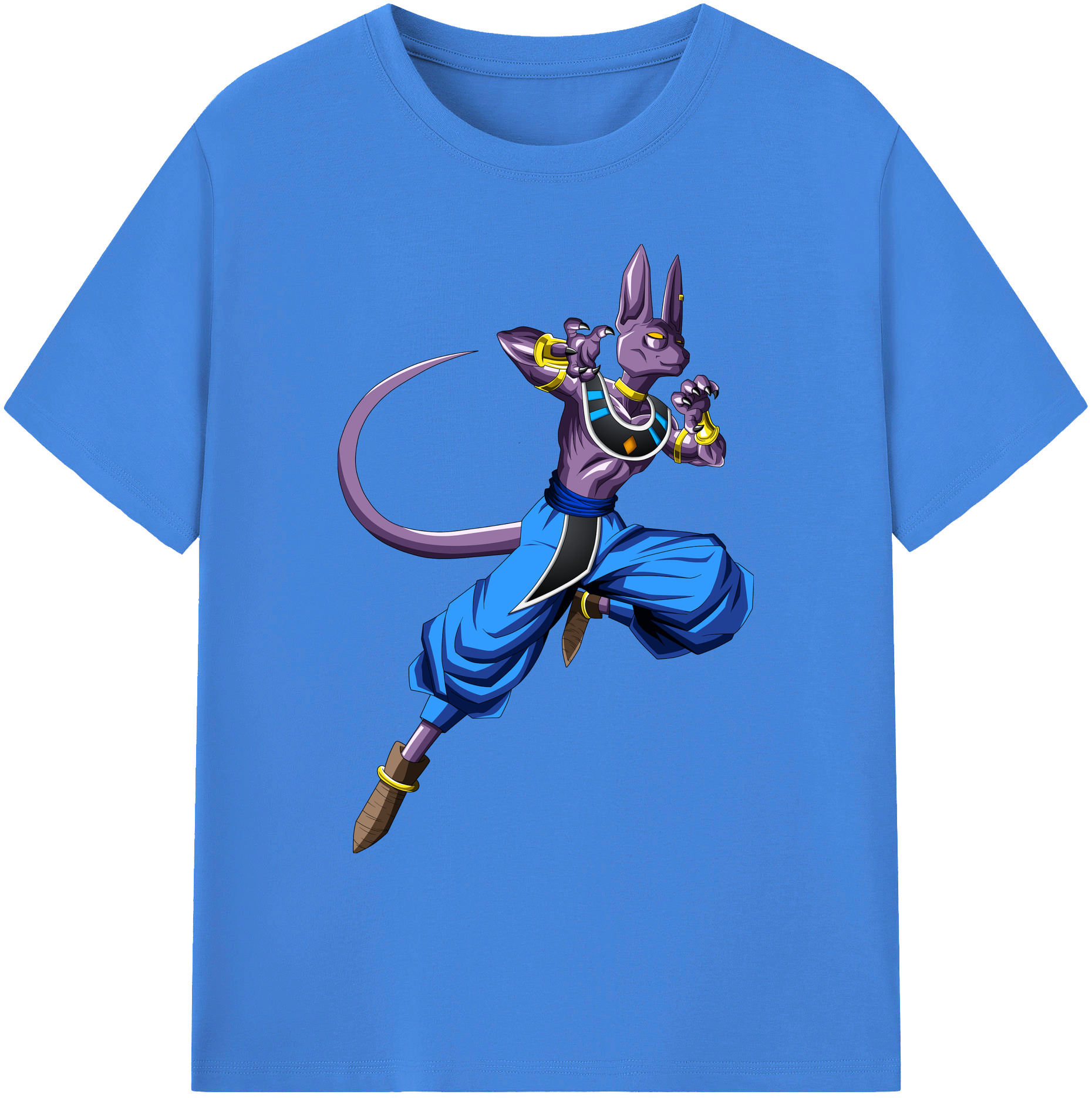 （画像用） ドラゴンボール ビルス 破壊神ビルス DRAGON BALL Beerus Birusu 綿100％ メンズ半袖Tシャツ｜肌触りやわらか＆通気性