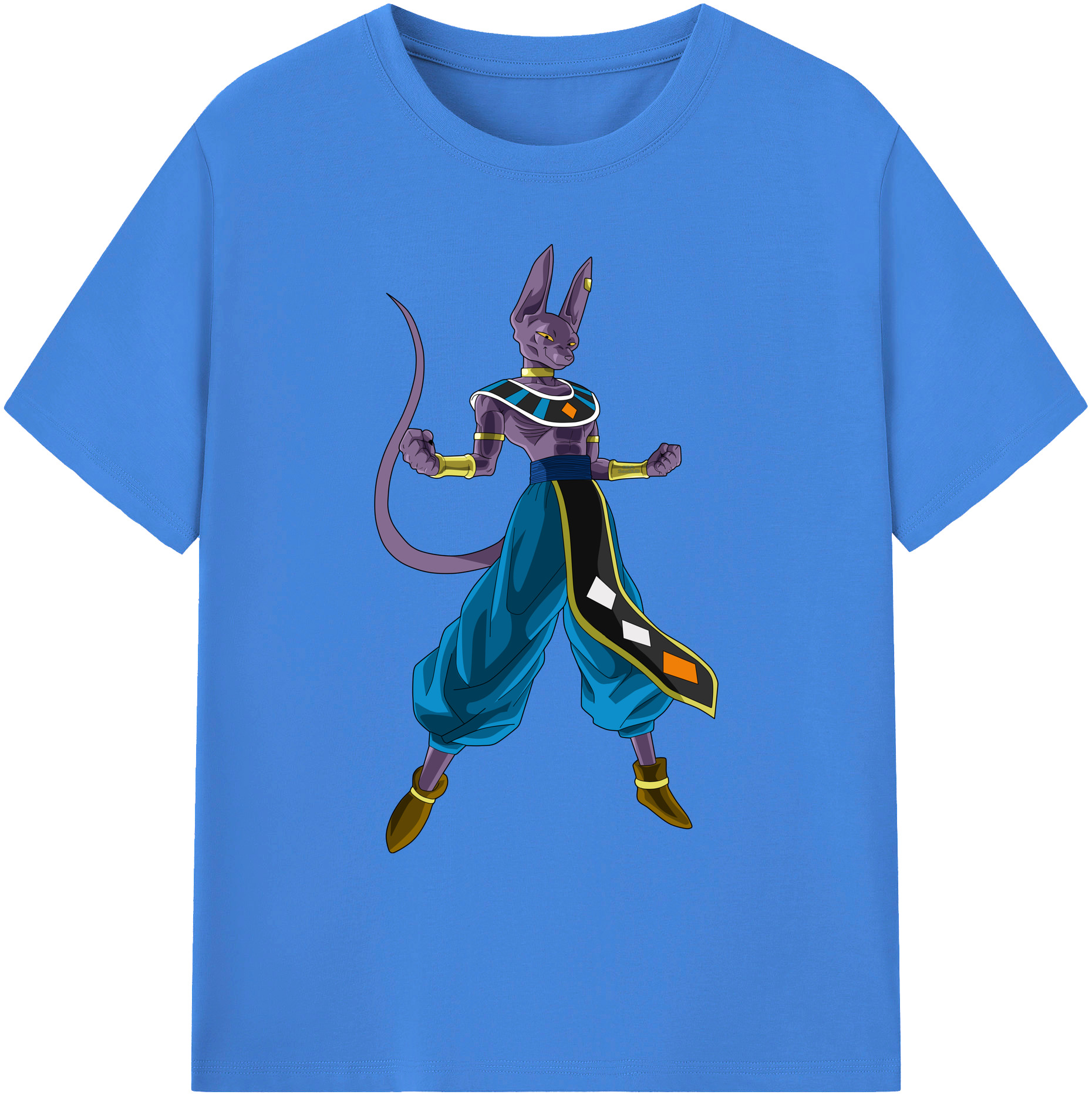 （画像用） ドラゴンボール ビルス 破壊神ビルス DRAGON BALL Beerus Birusu 綿100％ メンズ半袖Tシャツ｜肌触りやわらか＆通気性
