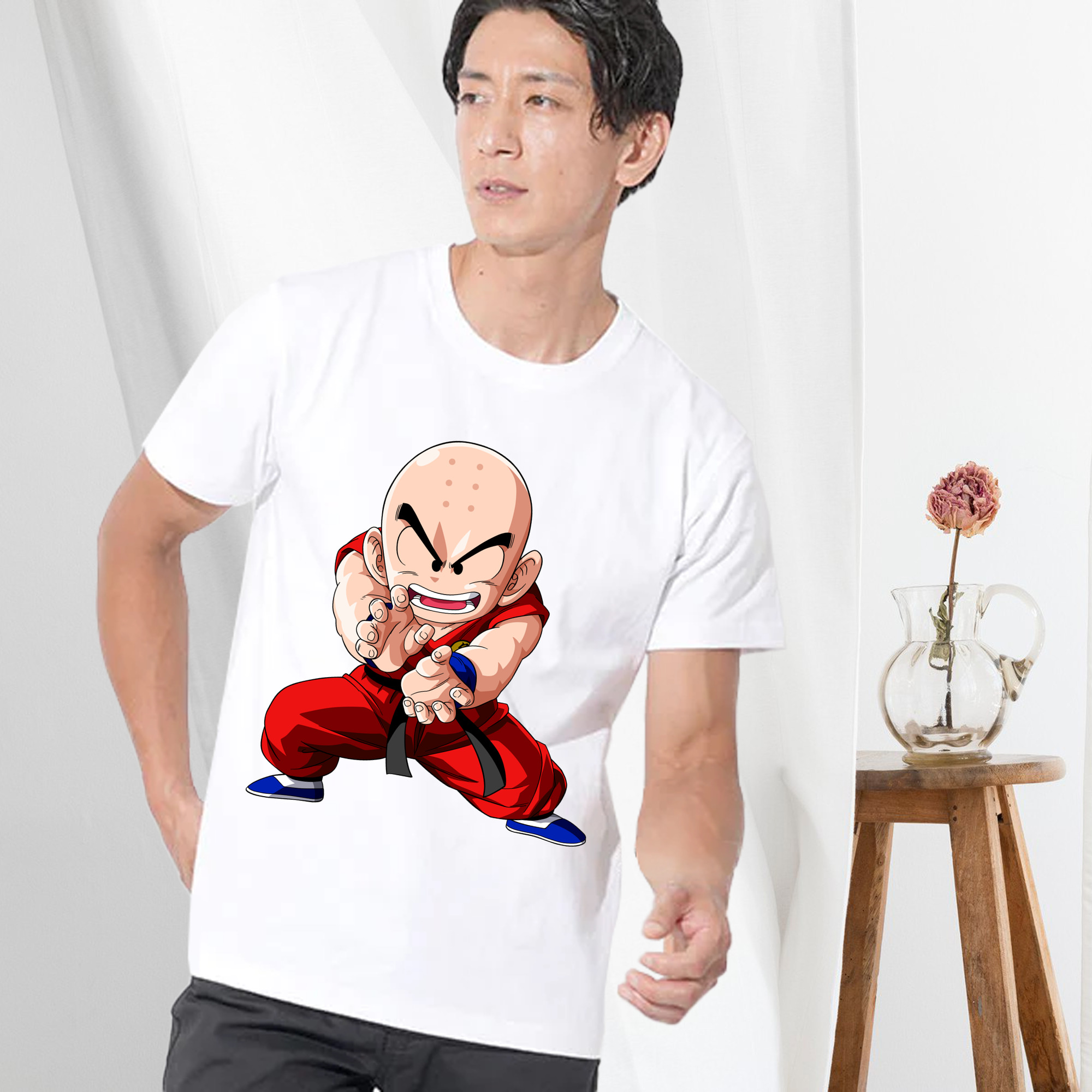 ドラゴンボール クリリン DRAGON BALL krillin 綿100％ メンズ半袖Tシャツ｜肌触りやわらか＆通気性