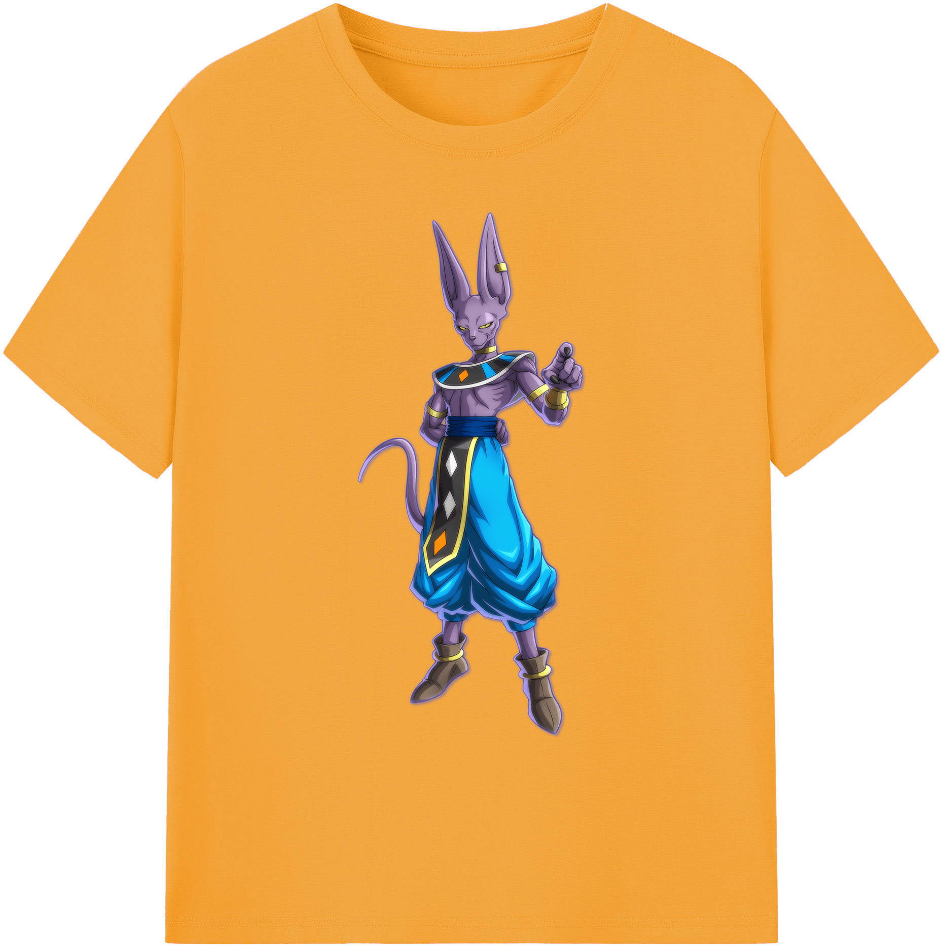 （画像用） ドラゴンボール ビルス 破壊神ビルス DRAGON BALL Beerus Birusu 綿100％ メンズ半袖Tシャツ｜肌触りやわらか＆通気性