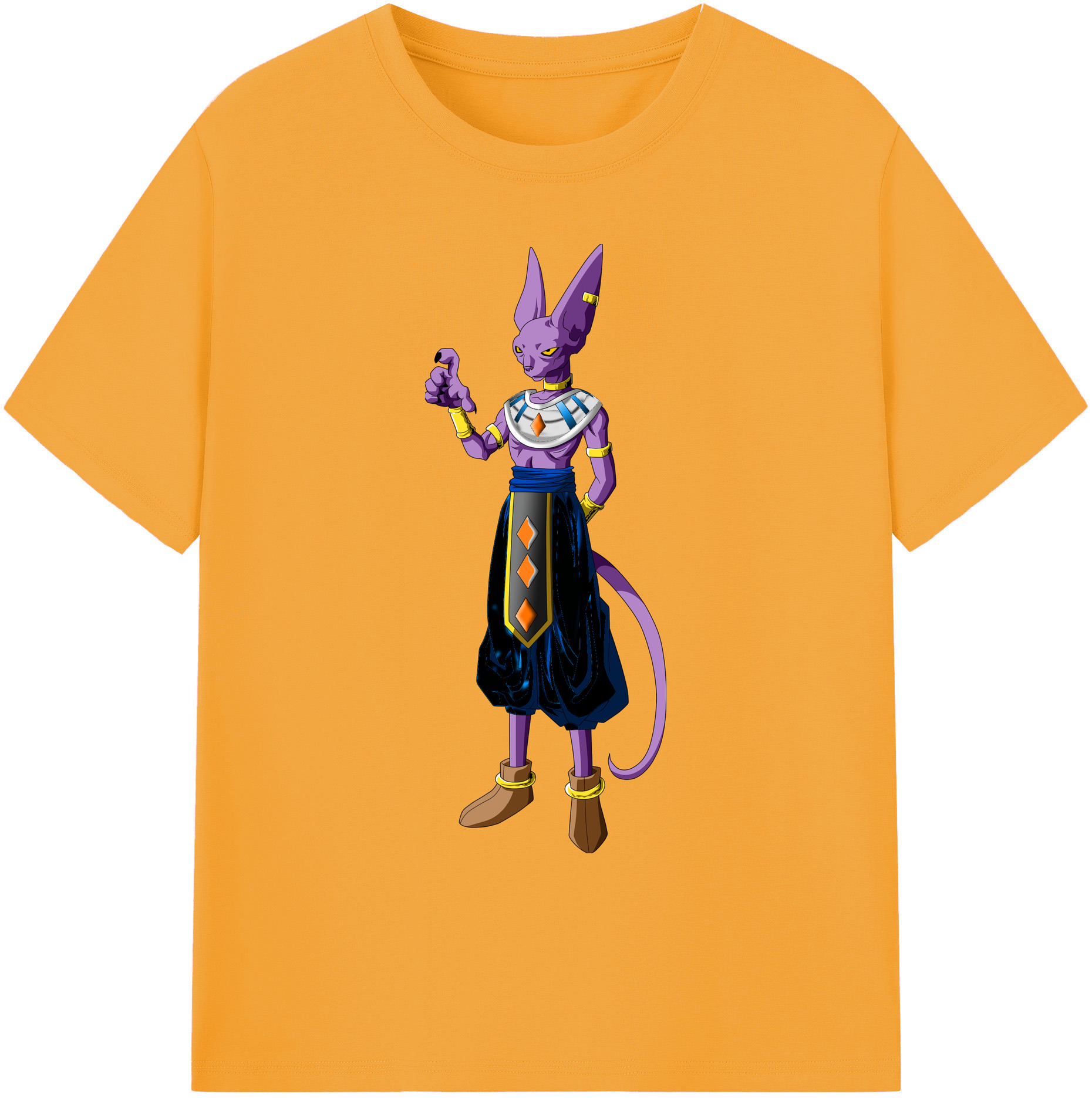 （画像用） ドラゴンボール ビルス 破壊神ビルス DRAGON BALL Beerus Birusu 綿100％ メンズ半袖Tシャツ｜肌触りやわらか＆通気性