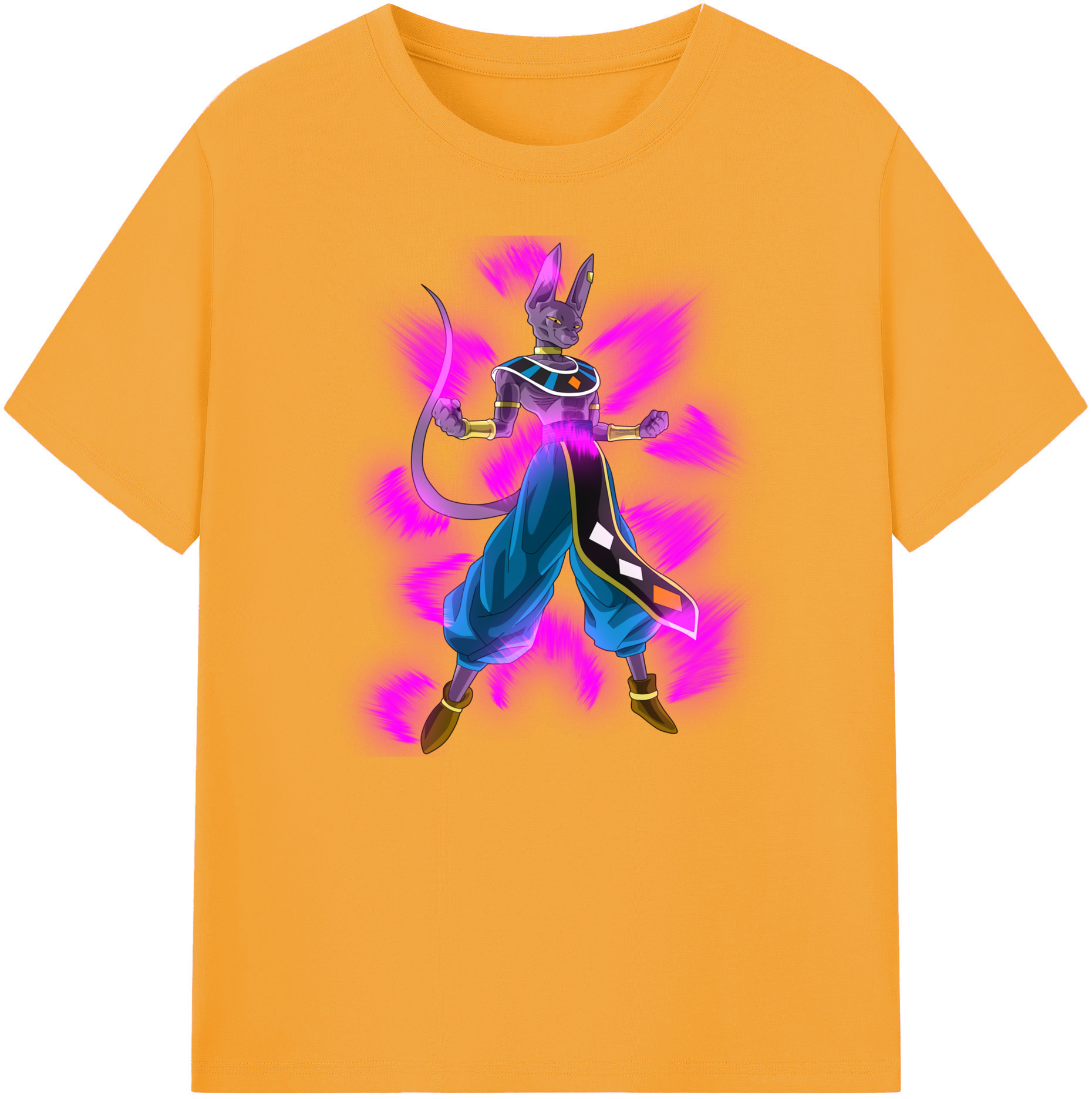 （画像用） ドラゴンボール ビルス 破壊神ビルス DRAGON BALL Beerus Birusu 綿100％ メンズ半袖Tシャツ｜肌触りやわらか＆通気性