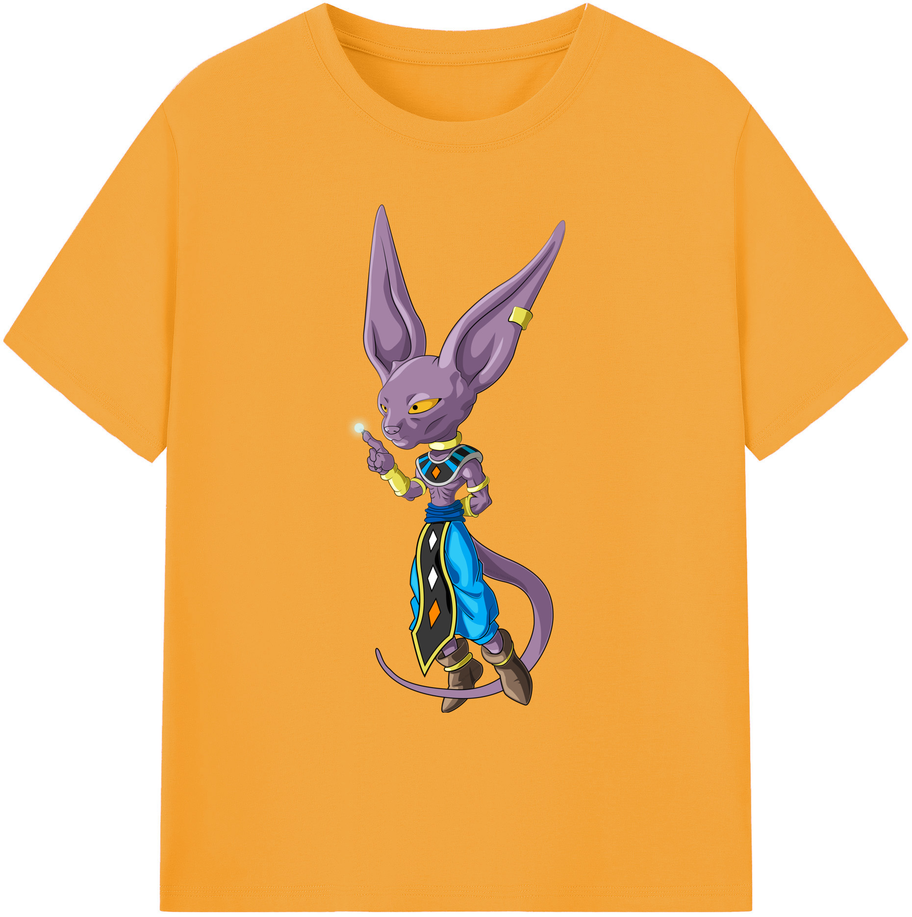 （画像用） ドラゴンボール ビルス 破壊神ビルス DRAGON BALL Beerus Birusu 綿100％ メンズ半袖Tシャツ｜肌触りやわらか＆通気性