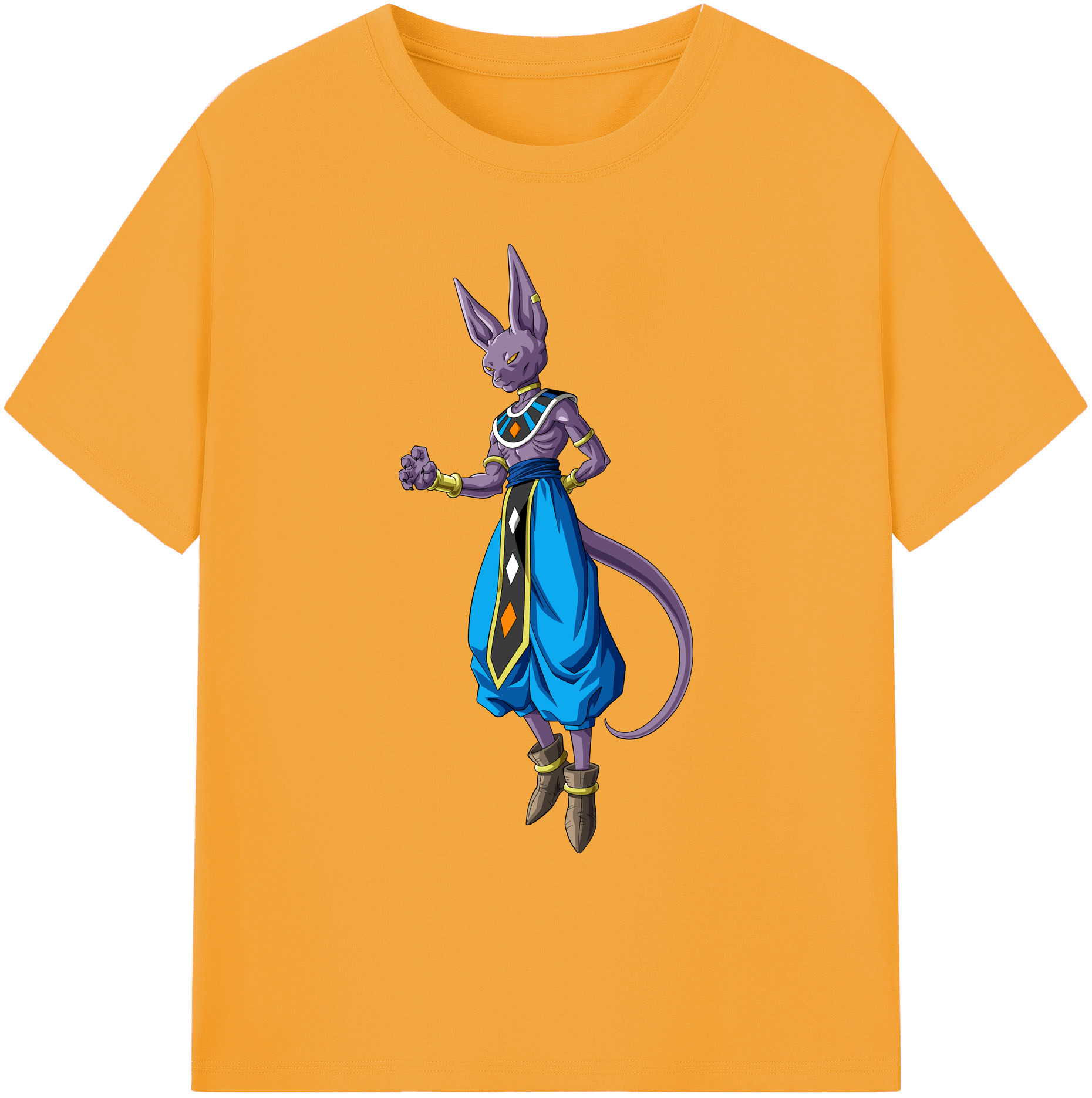 （画像用） ドラゴンボール ビルス 破壊神ビルス DRAGON BALL Beerus Birusu 綿100％ メンズ半袖Tシャツ｜肌触りやわらか＆通気性