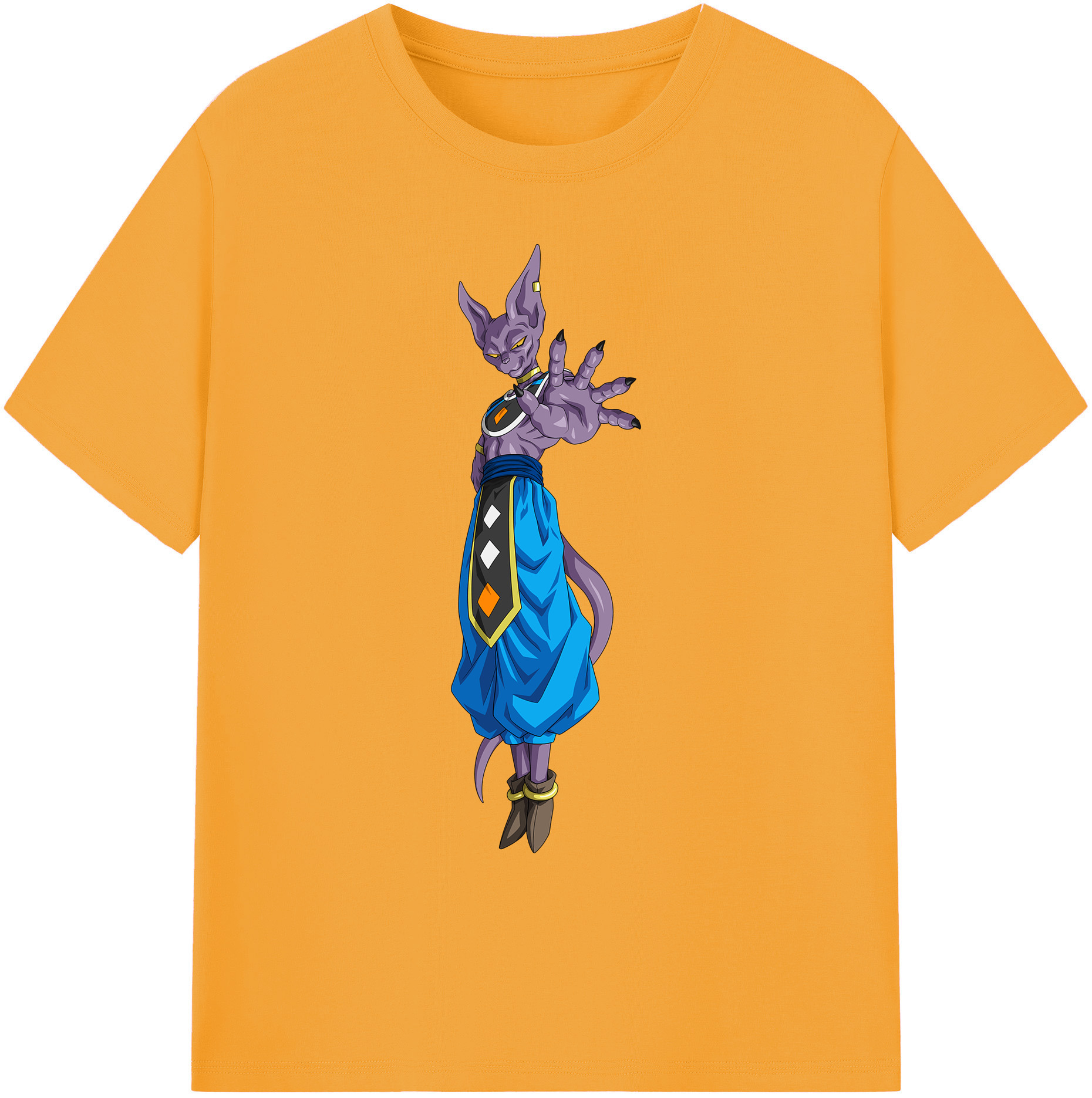 （画像用） ドラゴンボール ビルス 破壊神ビルス DRAGON BALL Beerus Birusu 綿100％ メンズ半袖Tシャツ｜肌触りやわらか＆通気性