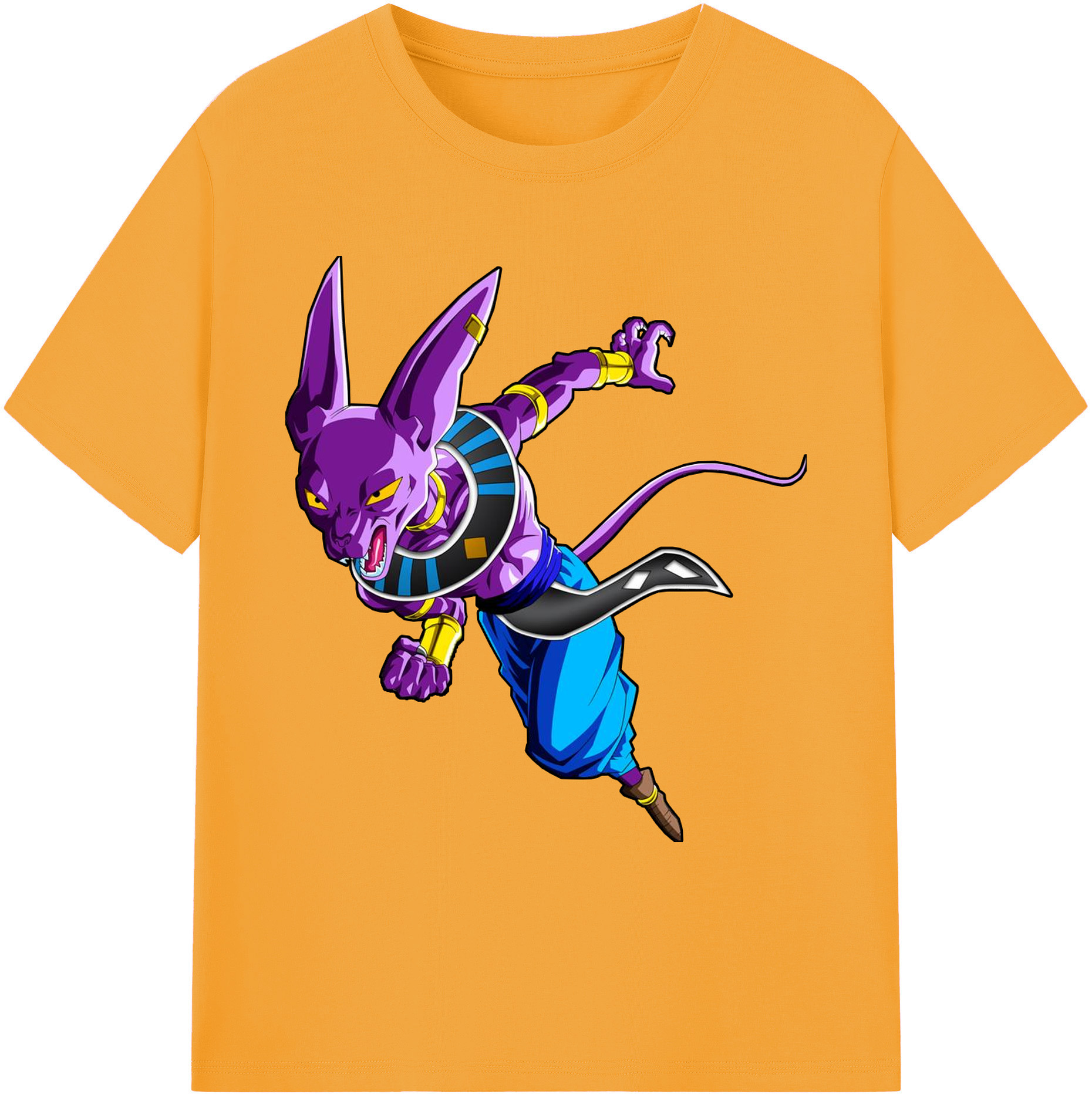 （画像用） ドラゴンボール ビルス 破壊神ビルス DRAGON BALL Beerus Birusu 綿100％ メンズ半袖Tシャツ｜肌触りやわらか＆通気性