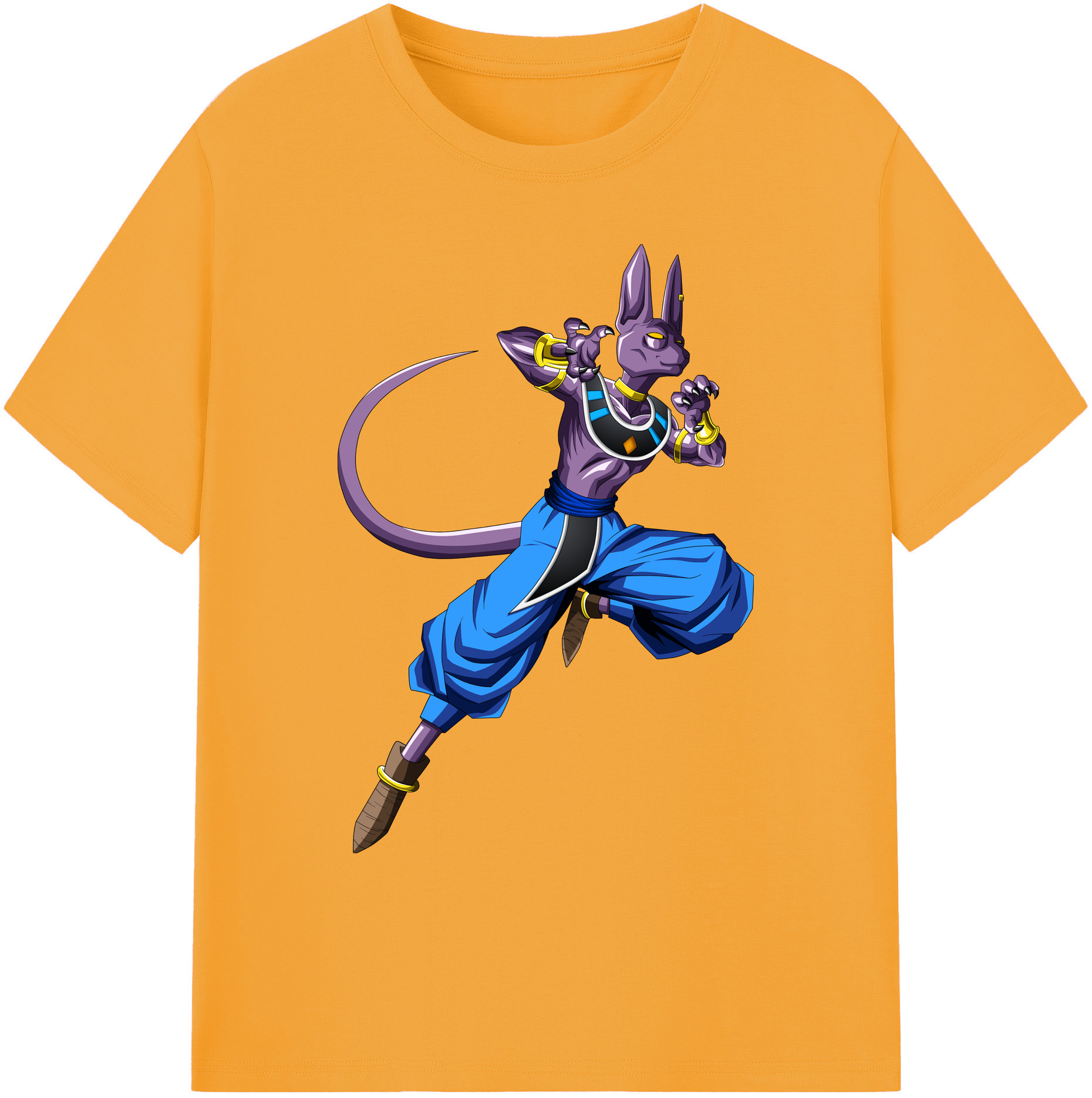 （画像用） ドラゴンボール ビルス 破壊神ビルス DRAGON BALL Beerus Birusu 綿100％ メンズ半袖Tシャツ｜肌触りやわらか＆通気性