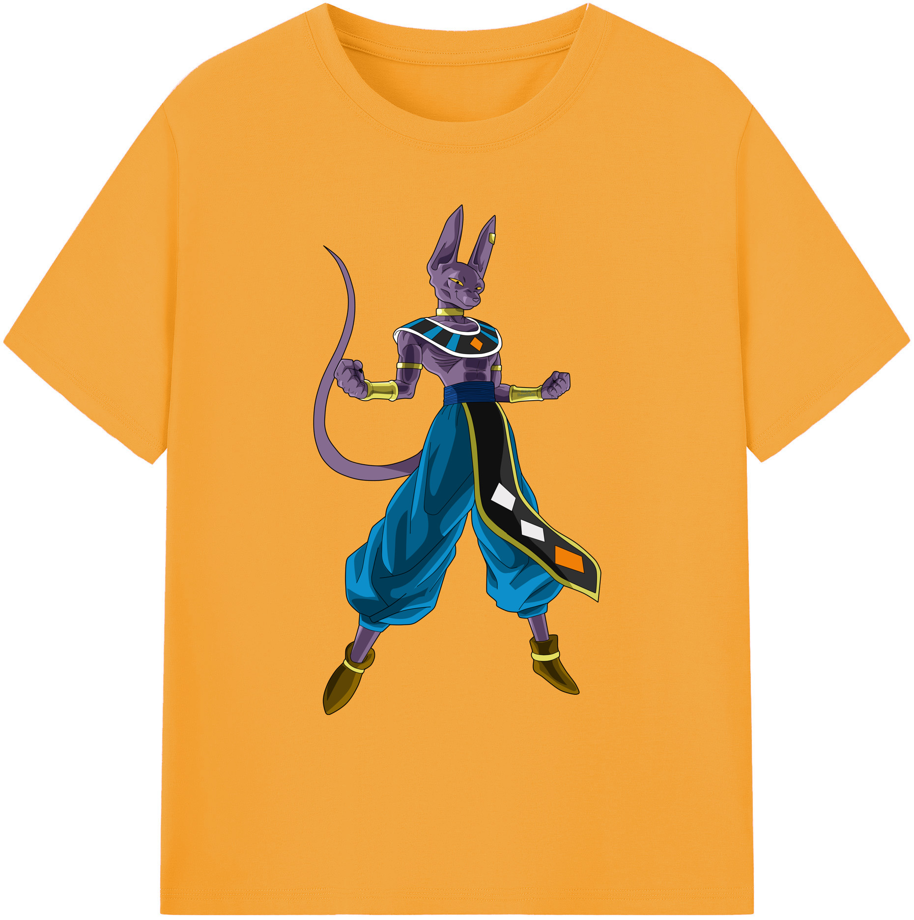 （画像用） ドラゴンボール ビルス 破壊神ビルス DRAGON BALL Beerus Birusu 綿100％ メンズ半袖Tシャツ｜肌触りやわらか＆通気性