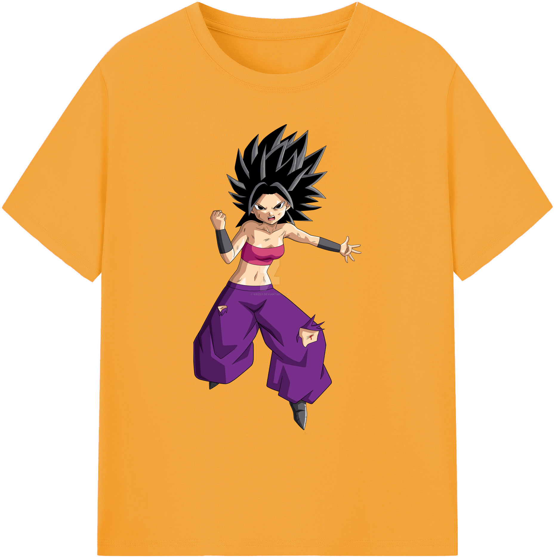 （画像用） ドラゴンボール カリフラ DRAGON BALL Caulifla 綿100％ メンズ半袖Tシャツ｜肌触りやわらか＆通気性