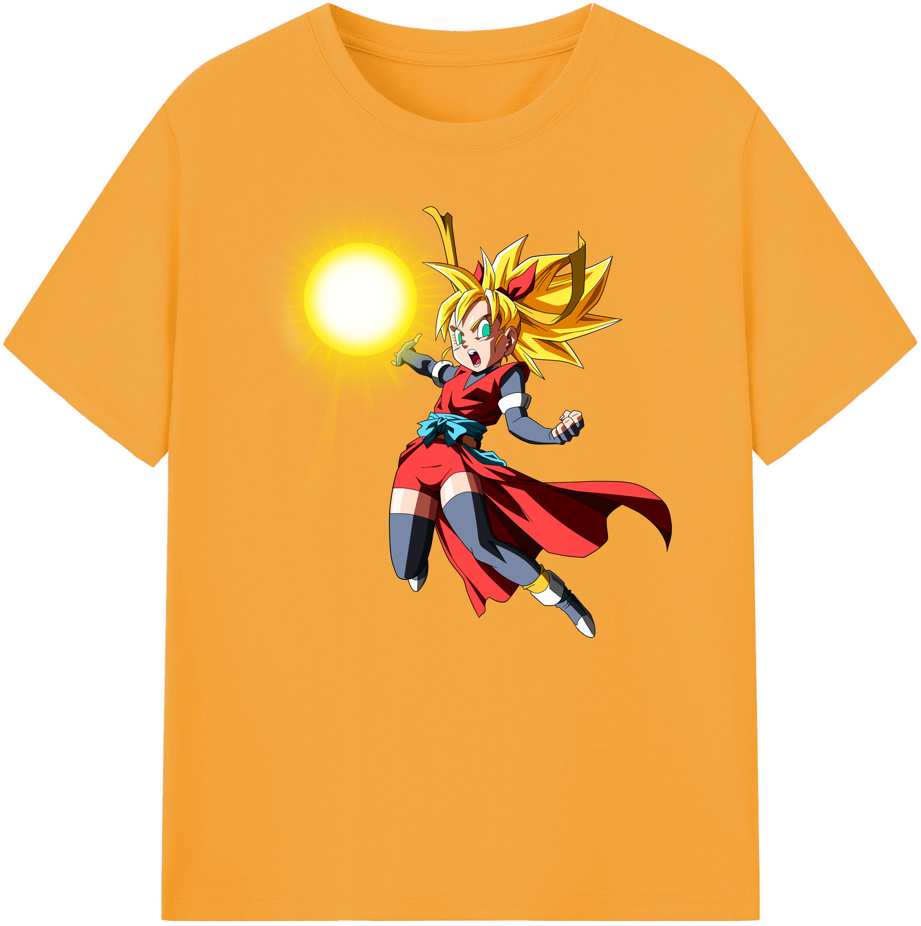 （画像用） ドラゴンボール カリフラ DRAGON BALL Caulifla 綿100％ メンズ半袖Tシャツ｜肌触りやわらか＆通気性